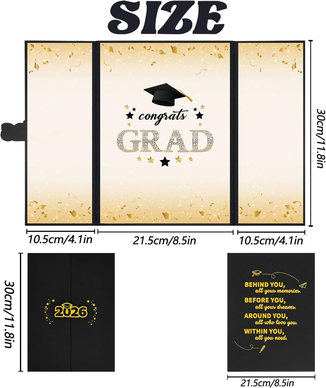 Vlipoeasn Black Gold 2026 Graduation Guest Book Alternative, Class of 2026 Graduation Party Decorations, Graduation Signature Book for 2026 College High School, Unique Graduation Gifts for Friends - Image 2