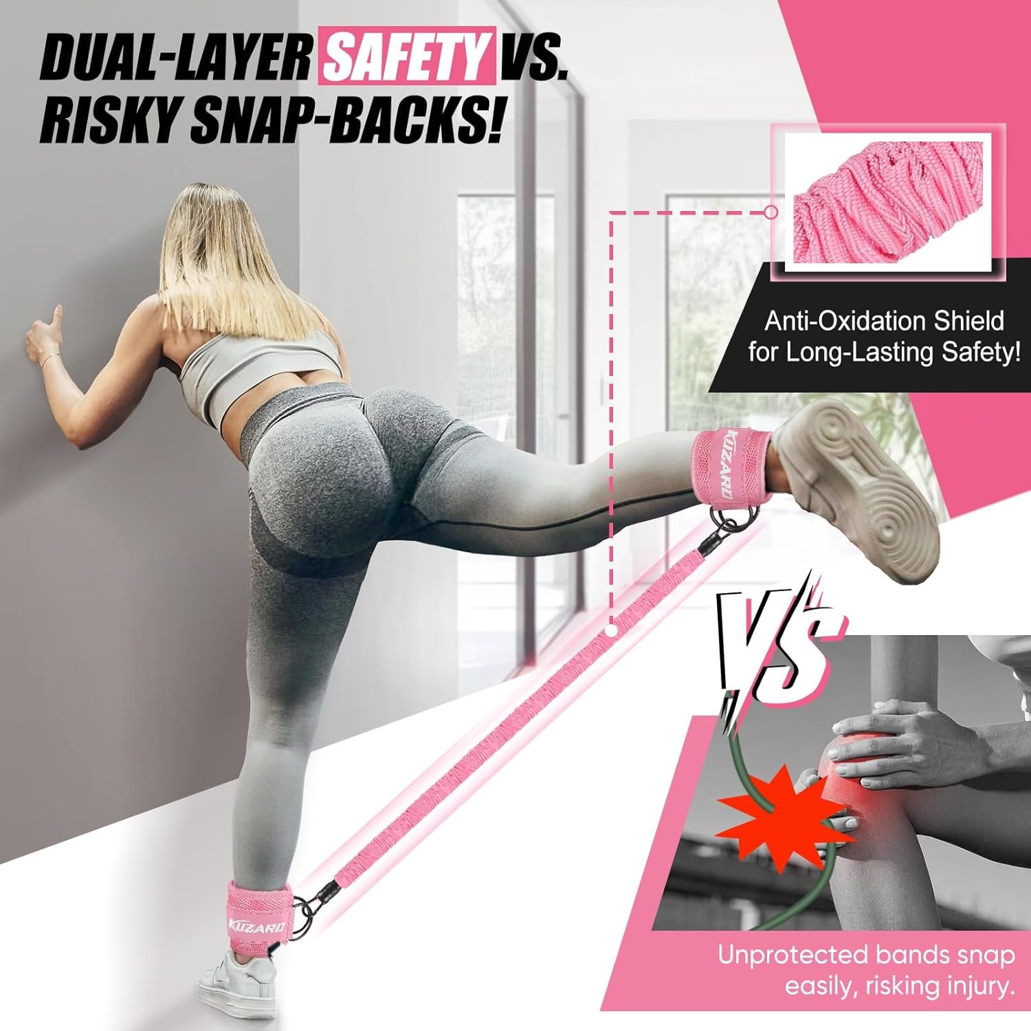 Resistance Bands with Ankle Straps, Ankle Weights Bands for Working Out, Exercise Band for Women Leg and Glute, Booty Workout Equipment for Kickbacks,Butt and Hip Training, Home Gym Fitness Equipment - Image 2