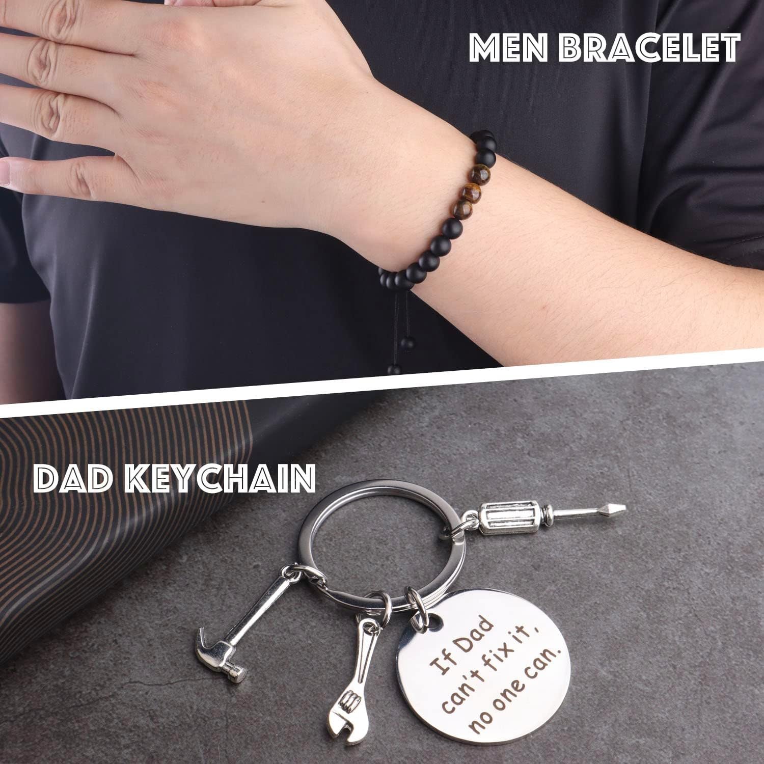 Dad Gifts, 8PCS Fathers Day Gift Includes 20oz Tumbler with Lid Straw Brush Socks Bracelet Key Chain Thanks Card Gift Box, Best Dad Ever Gifts from Daughter Son Kids for Christmas Birthday - Image 5