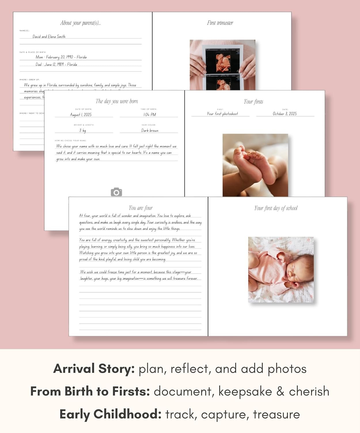 Lamare Baby First Year Book – Baby Memory Book for Girls & Boys - Baby Milestone Book from Pregnancy to Childhood – Cute Baby Book Keepsake Gift - Image 4