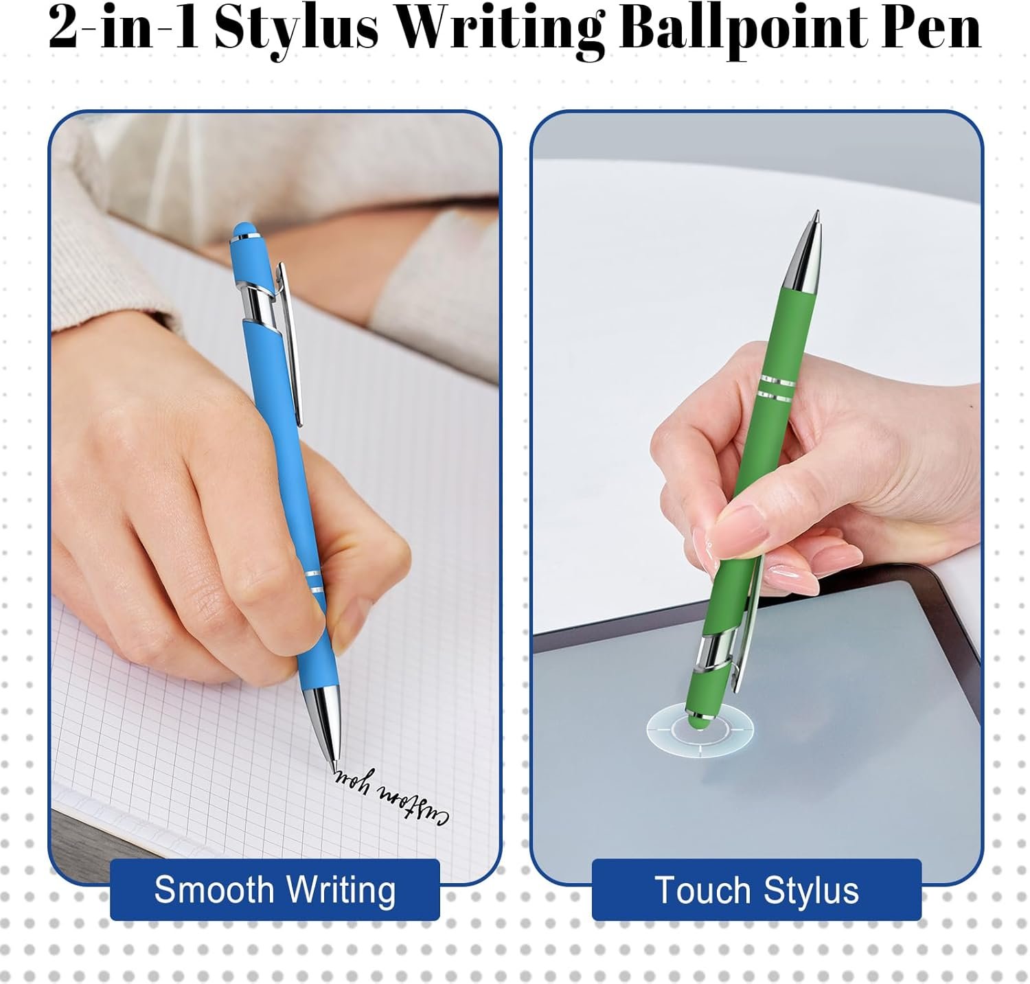 Custom Pens in Bulk Personalized Pens with Name, Text, Logo&Touch Stylus, Ink Ballpoint Pens with Multiple Colors Business Office Gifts Personalized Nurse Teacher Students Thank You Gift Bulk - Image 5