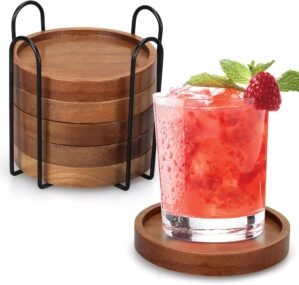 6 Pcs Best Wooden Coasters with Hol...