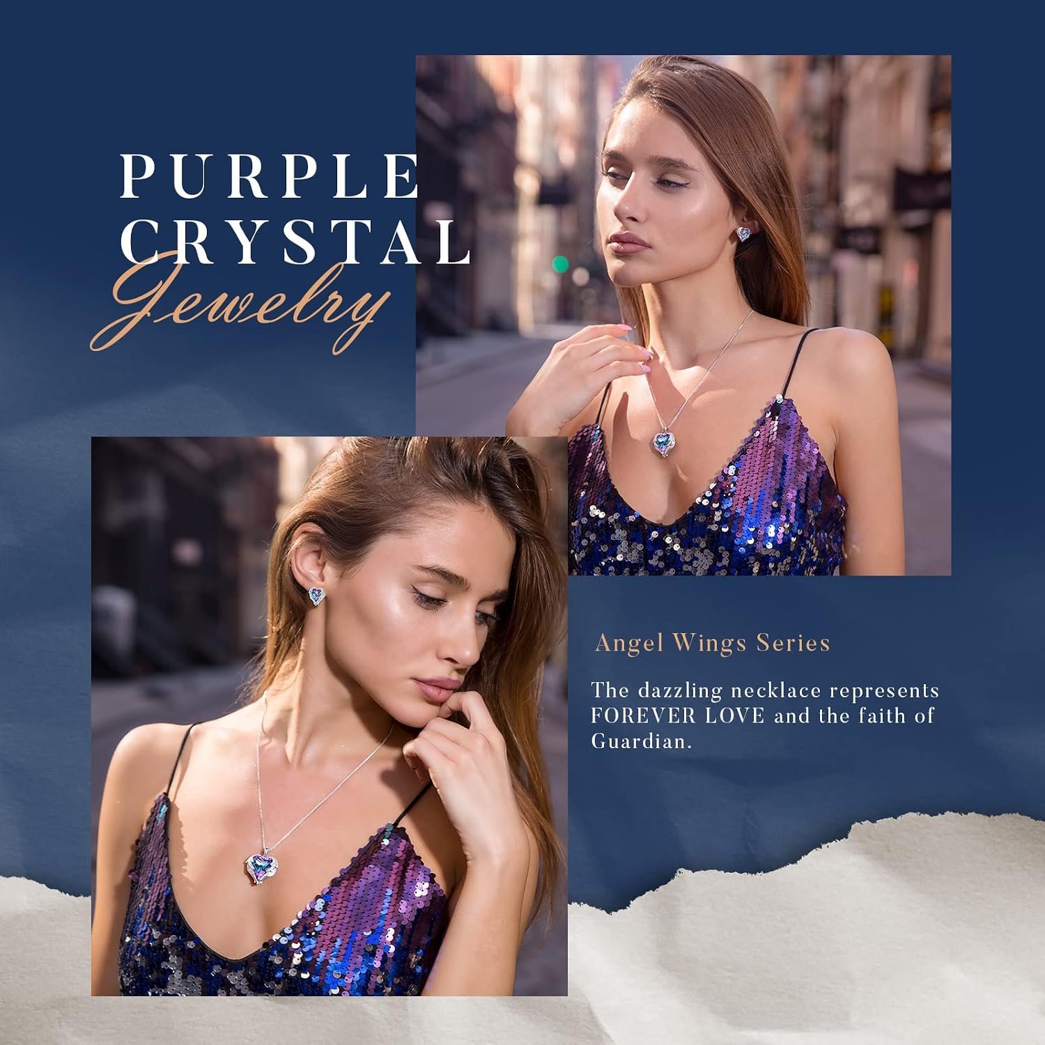 CDE Mothers Day Gifts Jewelry Set for Women, Angle Wing Heart Pendant Necklaces and Earrings with Birthstone, Birthday/Anniversary Christmas Jewelry Gift for Women Wife Her - Image 6