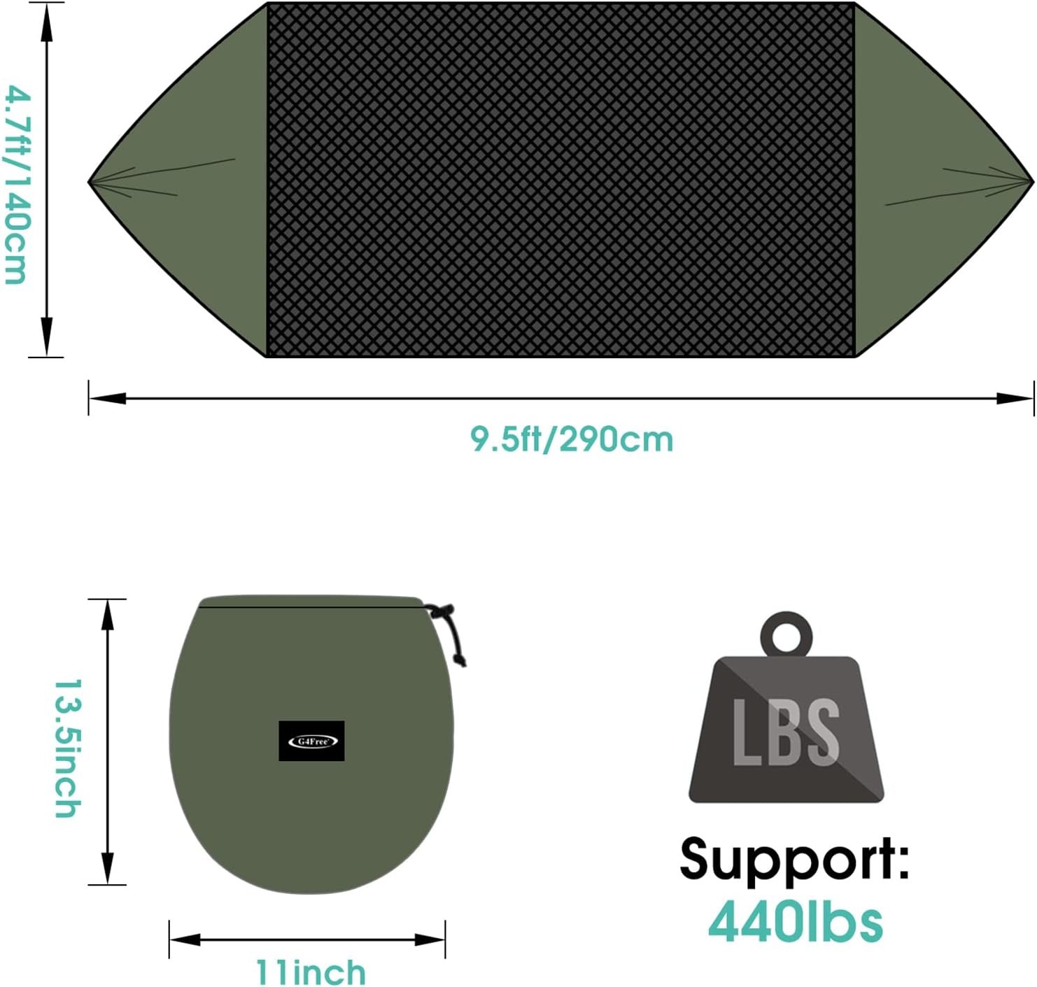 G4Free Large Camping Hammock with Mosquito Net and Rain Fly- 2 Person Portable Hammock with Bug Net and Tent Tarp for Outdoor Hiking Camping Backpacking Travel - Image 5