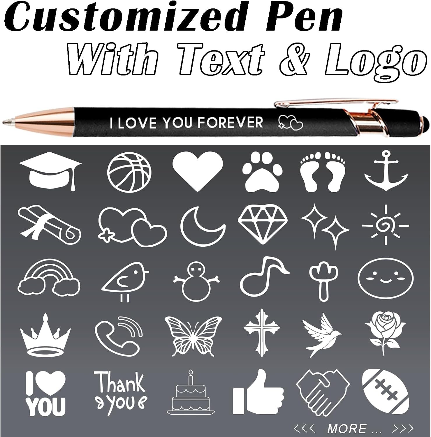 Bulk Custom Pens Personalized, Customized Pens with Name/Logo on Both Sides Gifts, Black Ink Engraved Ballpoint with Stylus, Ideal for Business, Birthday, Party, Wedding, School, Metal Material - Image 4
