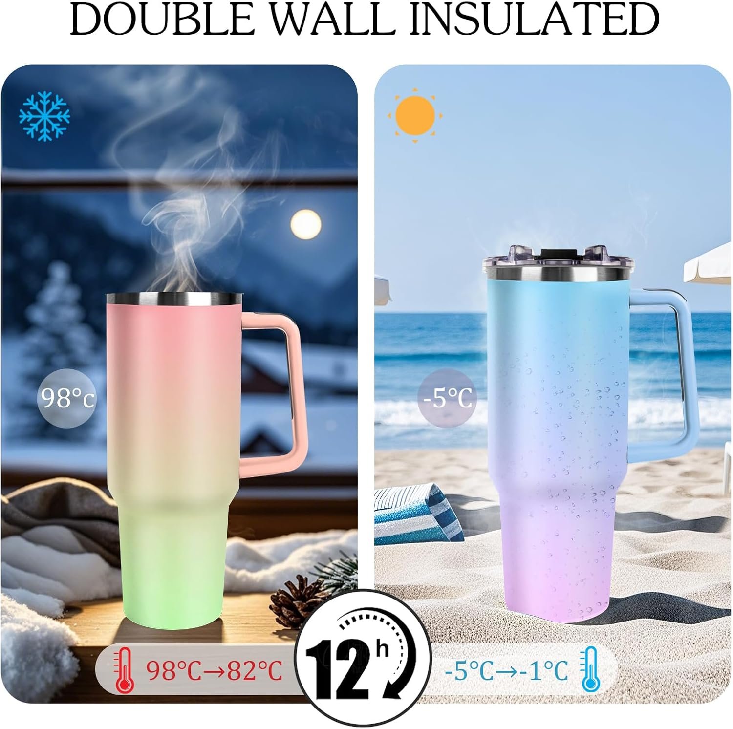 Personalized 40 oz Tumbler with Handle and Straw, Custom Tumbler with Picture, Logo, Text, Stainless Steel Travel Coffee Mug Cup, Personalized Gifts For Women Men Birthday Mother's Day Father's Day - Image 5