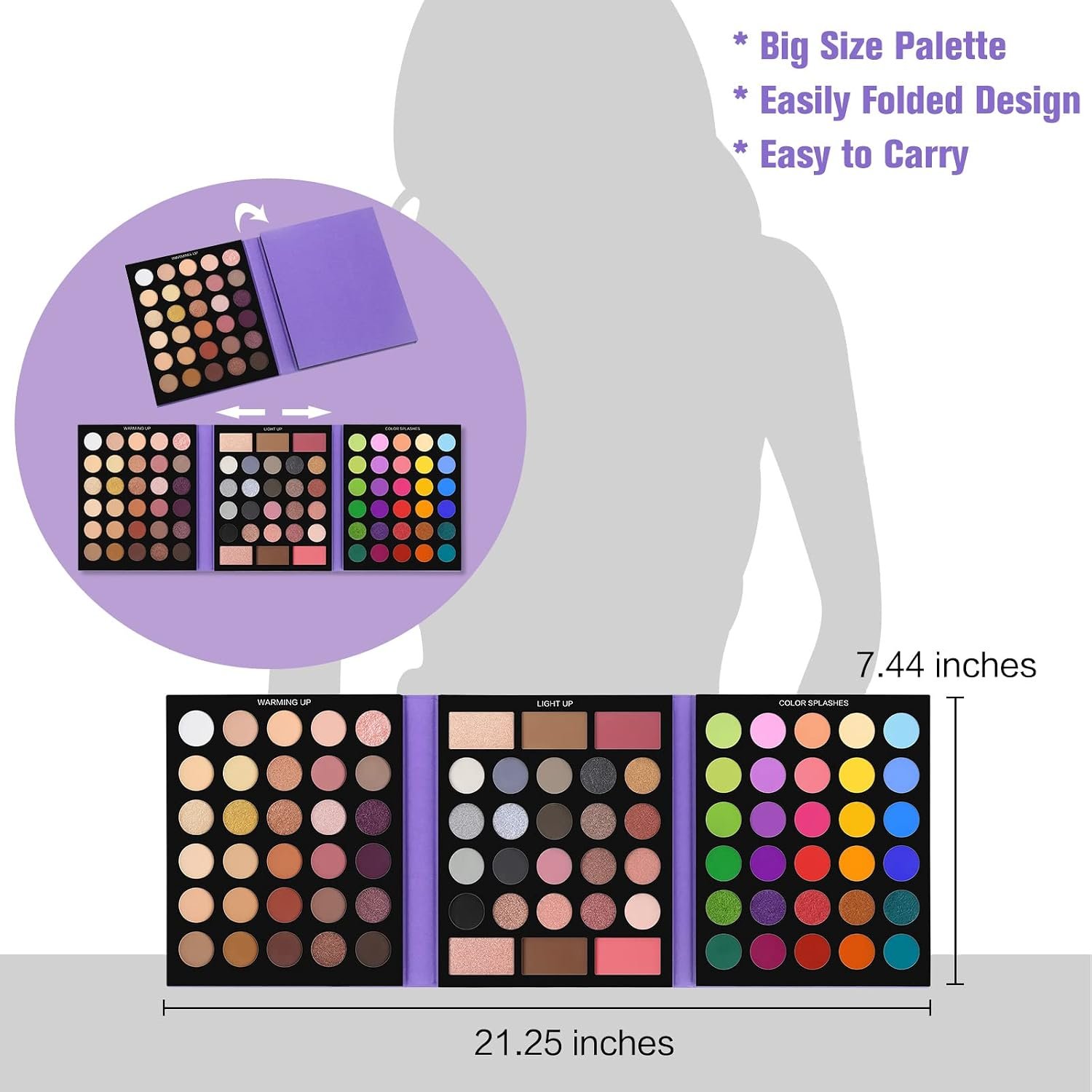 UCANBE Eyeshadow Palette with 15Pcs Brushes Makeup Set, Pigmented 86 Colors Make Up Sets Valentine's Day Gift, Matte Shimmer Glitter Eye Shadow Pallet Highlighter Contour Blush Powder Brush Beauty Kit - Image 7