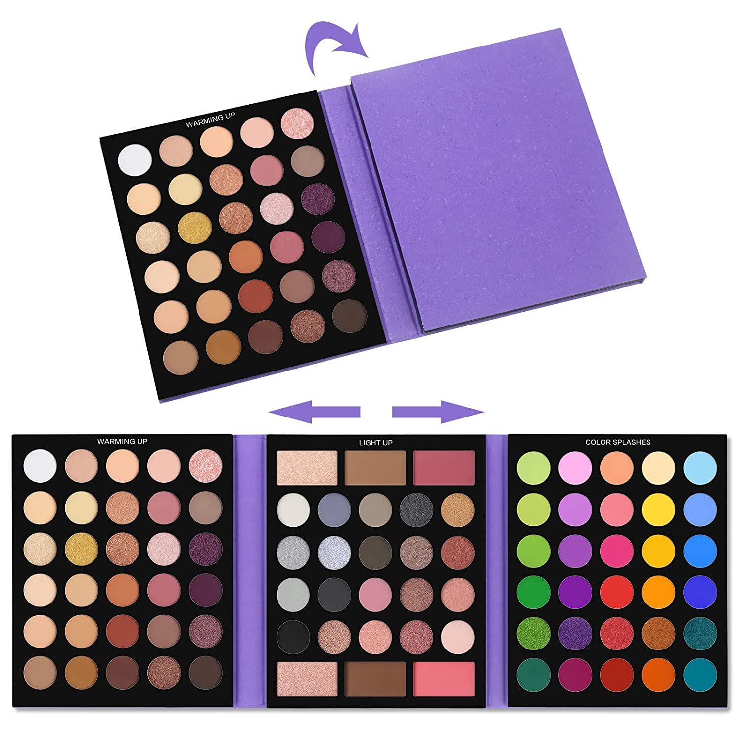 UCANBE 86 Colors Nude Eyeshadow Palette with 15pcs Makeup Brushes Set, Matte Glitter Long Lasting Highly Pigmented Waterproof Colorful Eye Shadow Contour Blush Powder Highlighter All in One - Image 8