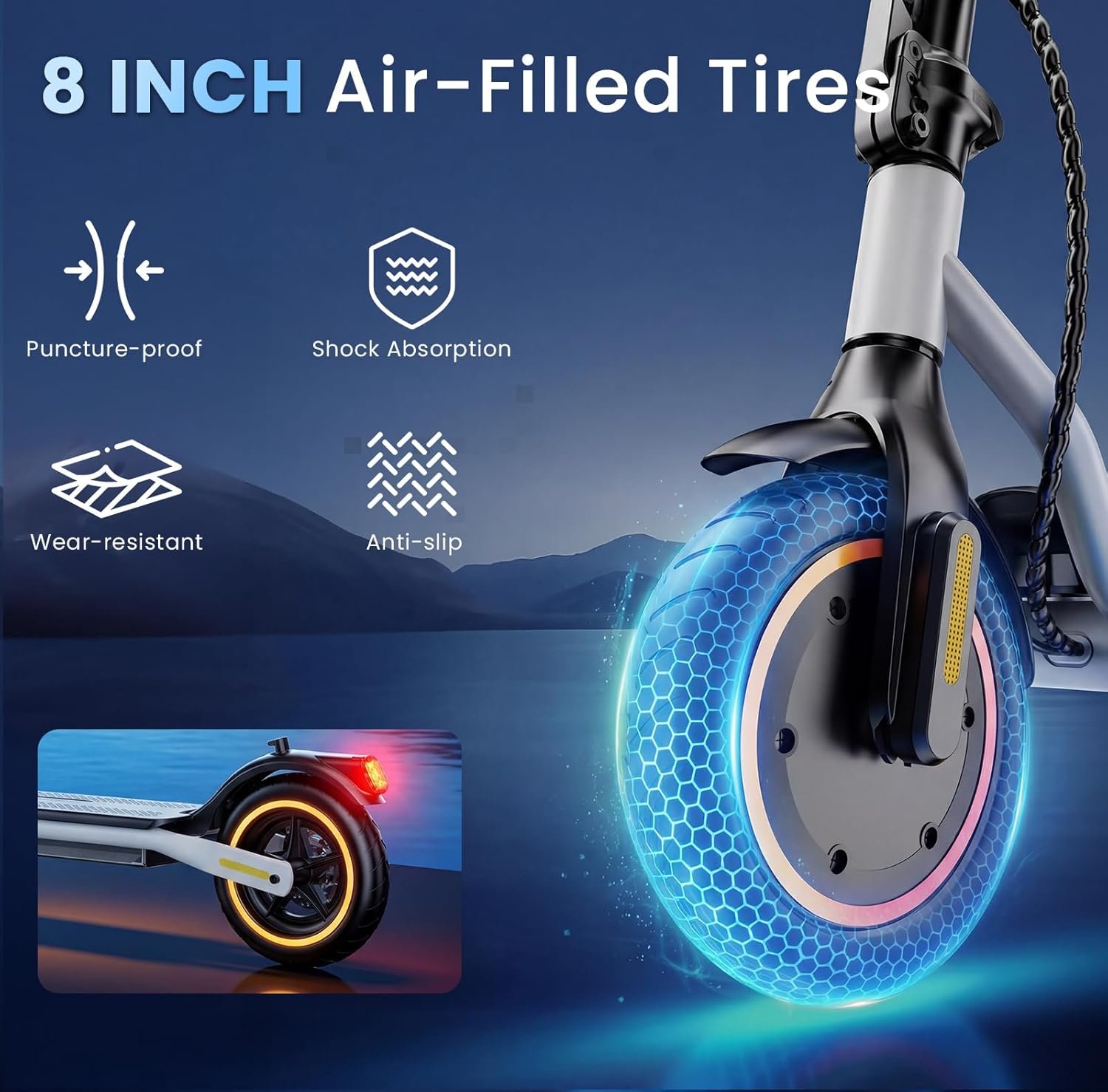 Electric Scooter - Electric Scooter Adults, 1000W/500W Motor, 25/21/18 MPH, 10''/8.5'' Tires, 28/23/21 Miles, APP Control, Dual Brake, Long Range Electric Scooter for Gift - Image 5