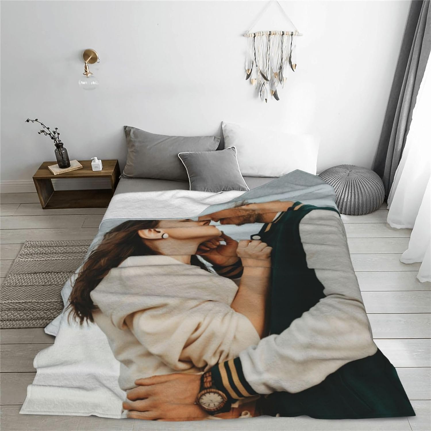 Custom Blanket with Picture Text Personalized Throw Blanket with Photo Super Soft Fleece Customized Photo Blankets for Couples Girlfriend Boyfriend Dad Mom for Birthday Christmas Valentine Gifts - Image 9