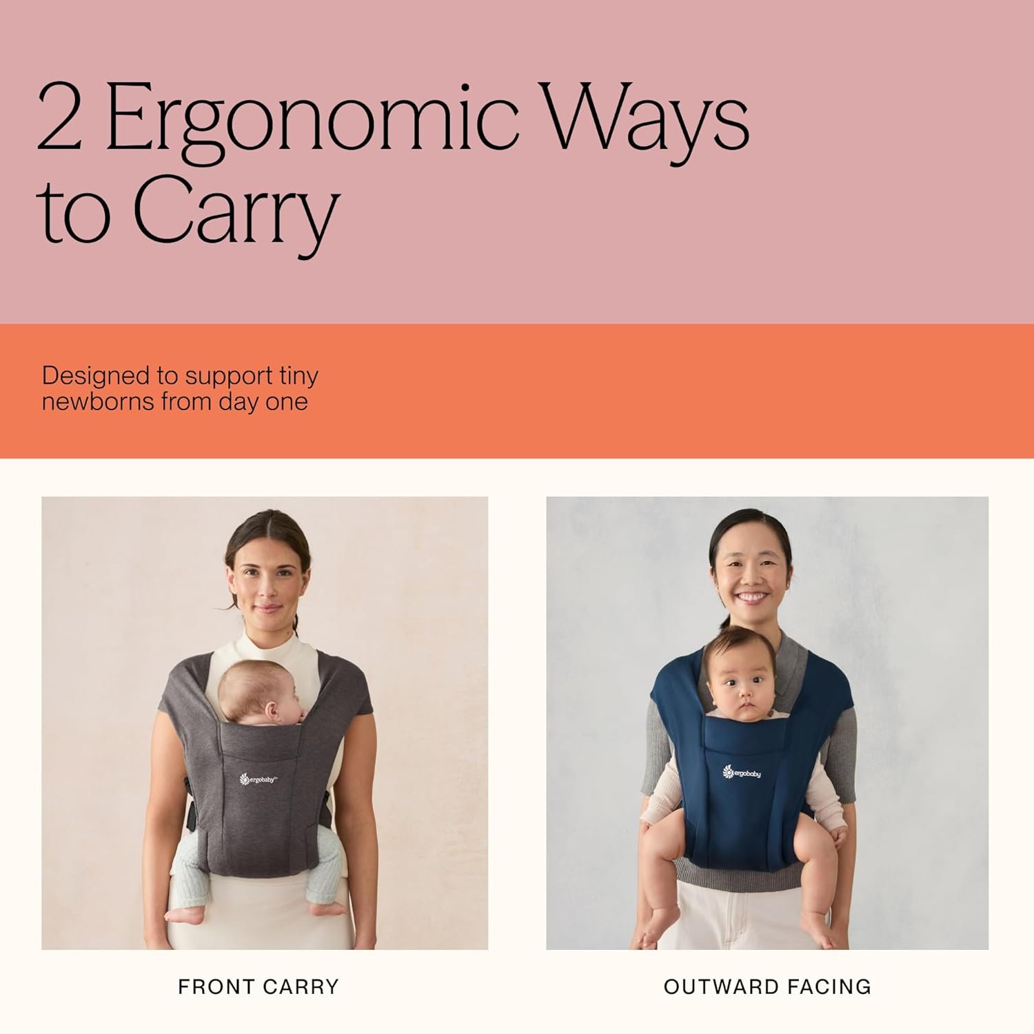 Ergobaby Embrace Newborn Baby Carrier for Infants 0-12 Months (7-25 lbs) - Ergonomic 2-Position Infant Carrier with Head and Neck Support, Hip-Healthy Positioning - Cream - Image 5