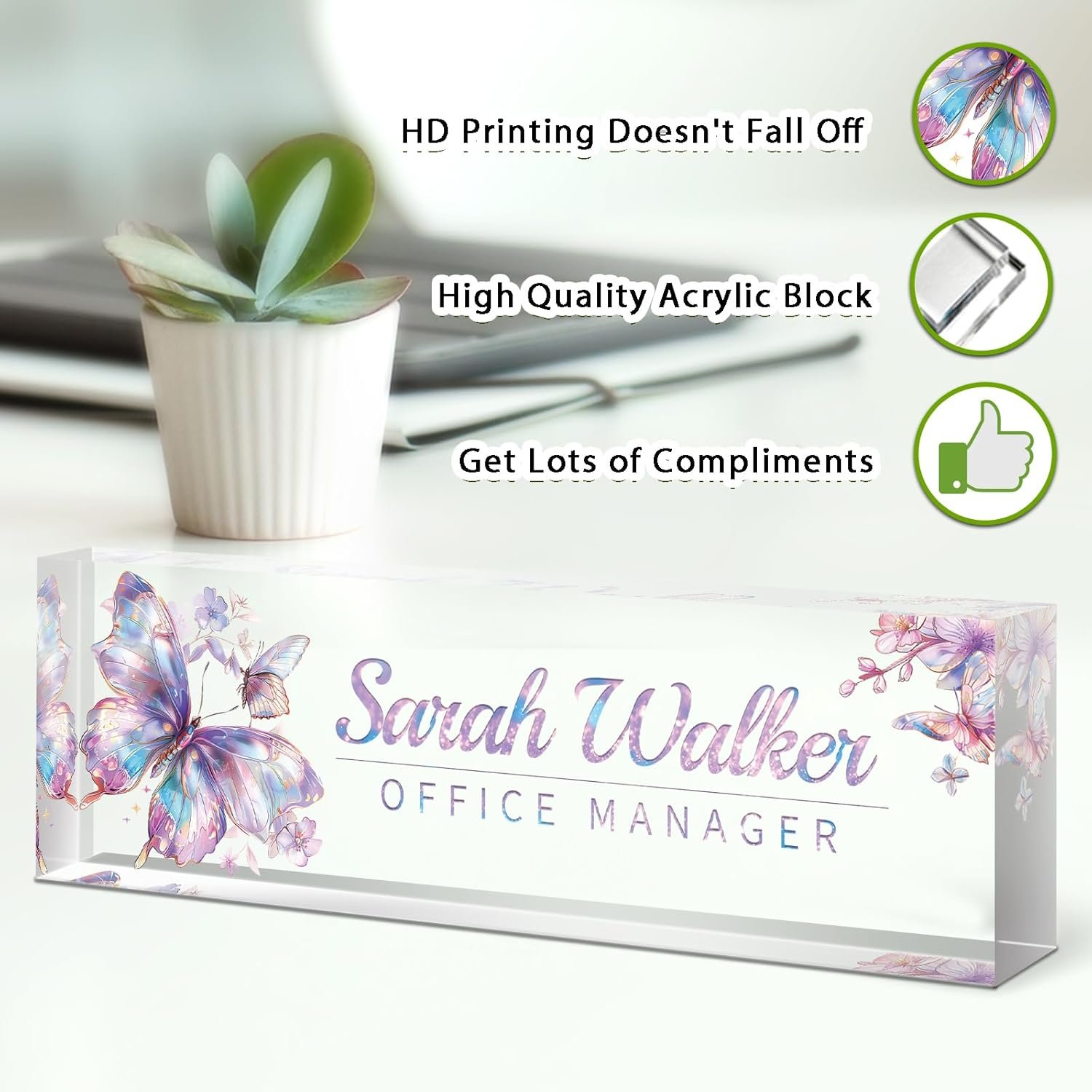 Personalized Desk Name Plate - Custom Office Decor for Women and Men, Acrylic Accessories, Gifts for Boss, Nurse, Teacher, Employee Appreciation (Galaxy) - Image 3