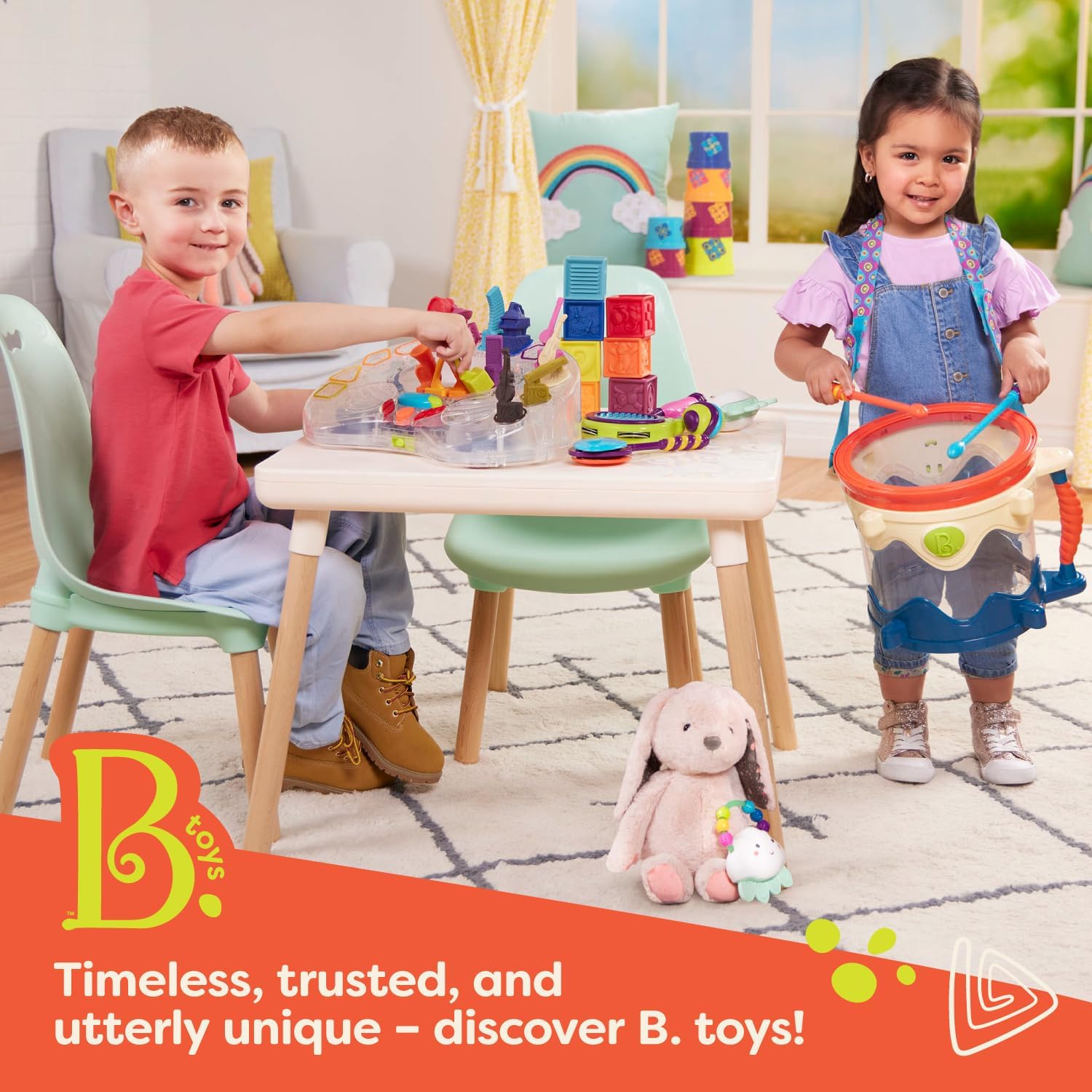 B. toys – Tabletop Activity Cube – Educational Storybook Included – Wooden Shape Sorter, Bead Maze, Animal Tiles – Top Flips for Compact Storage – 12+ Months – Lil' Learning Cube - Image 8