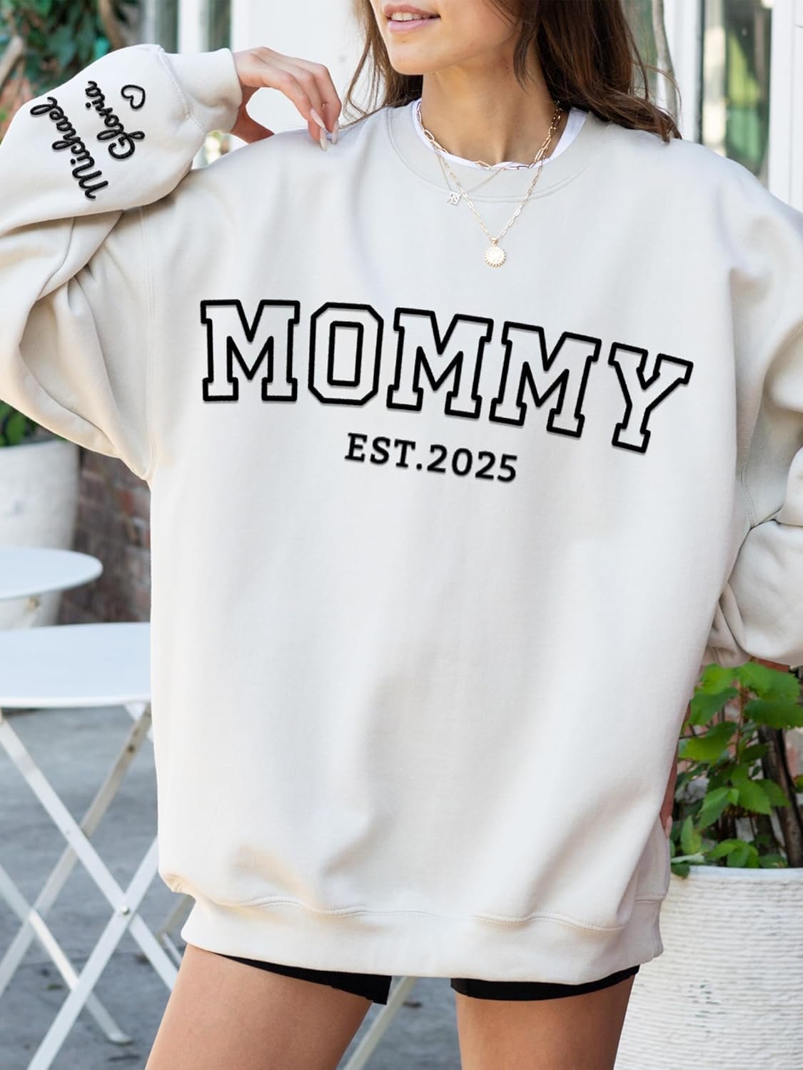 Personalized Mothers Day Birthday Gift for Mom Grandma, Custom Embroidered Sweatshirt with Name on Sleeve - Image 3