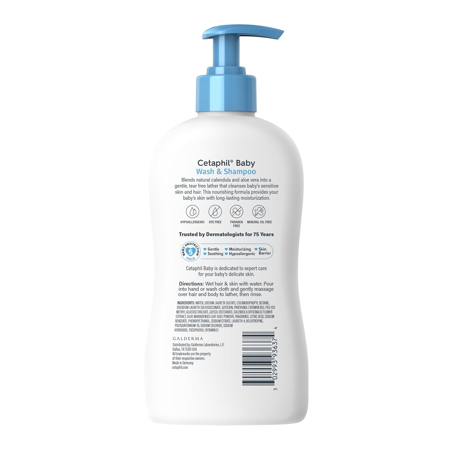 Cetaphil Baby Wash & Shampoo, 13.5oz Pack of 2, Hypoallergenic, Gentle Enough for Everyday Use, Soap Free - Image 7