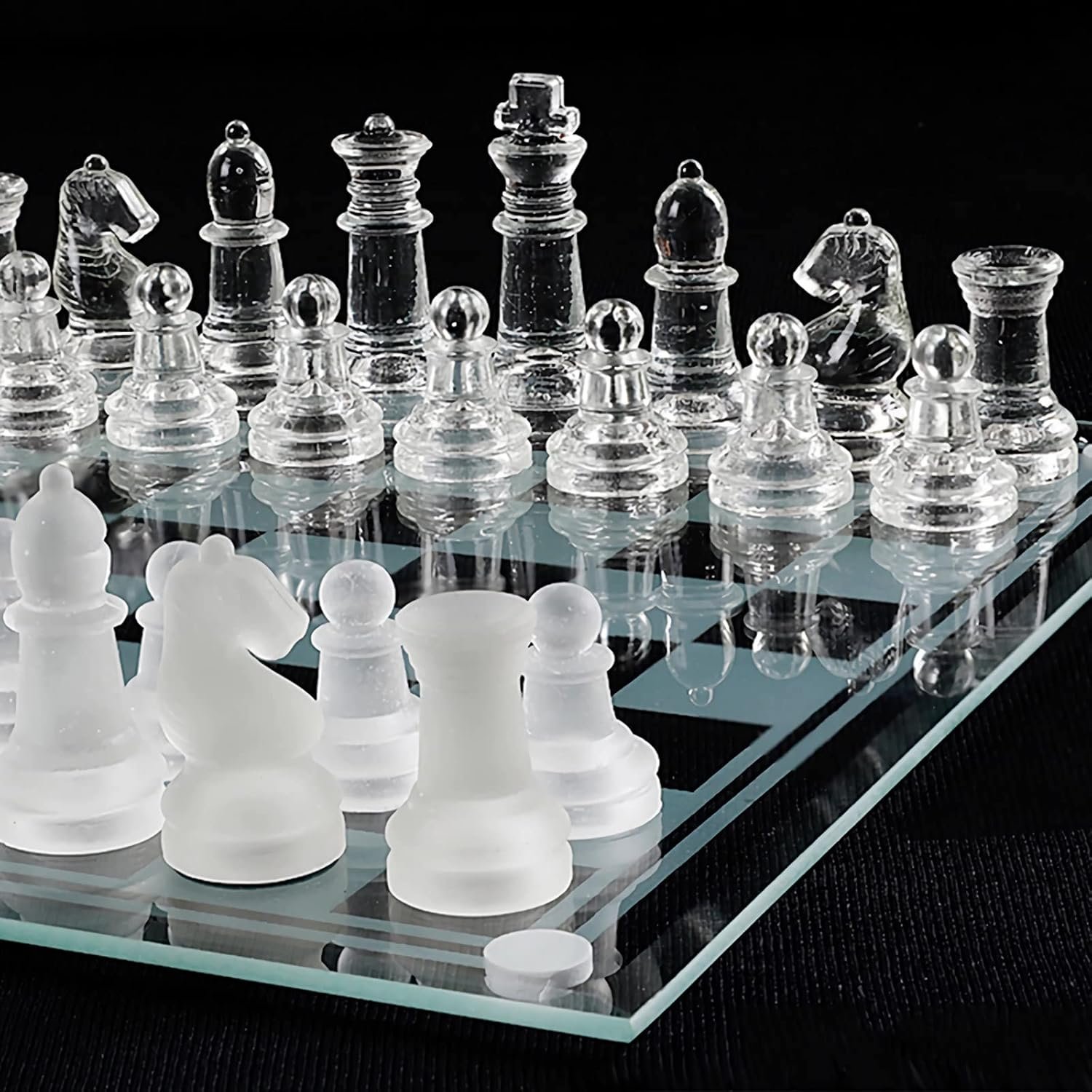 Elegant 10" Glass Chess Set - Premium Quality Board Game for All Ages for Chess Enthusiasts and Home Decor - Image 4