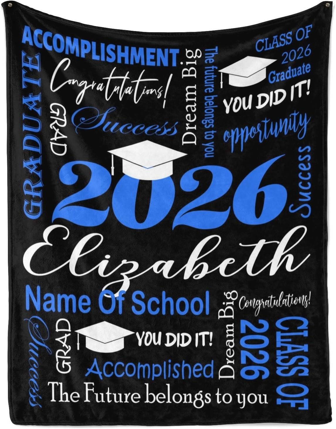 Custom Graduation Blanket with Name, Personalized Class of 2026 Throw Blanket, 2026 Graduation Gifts Blanket for Him Her - Image 2