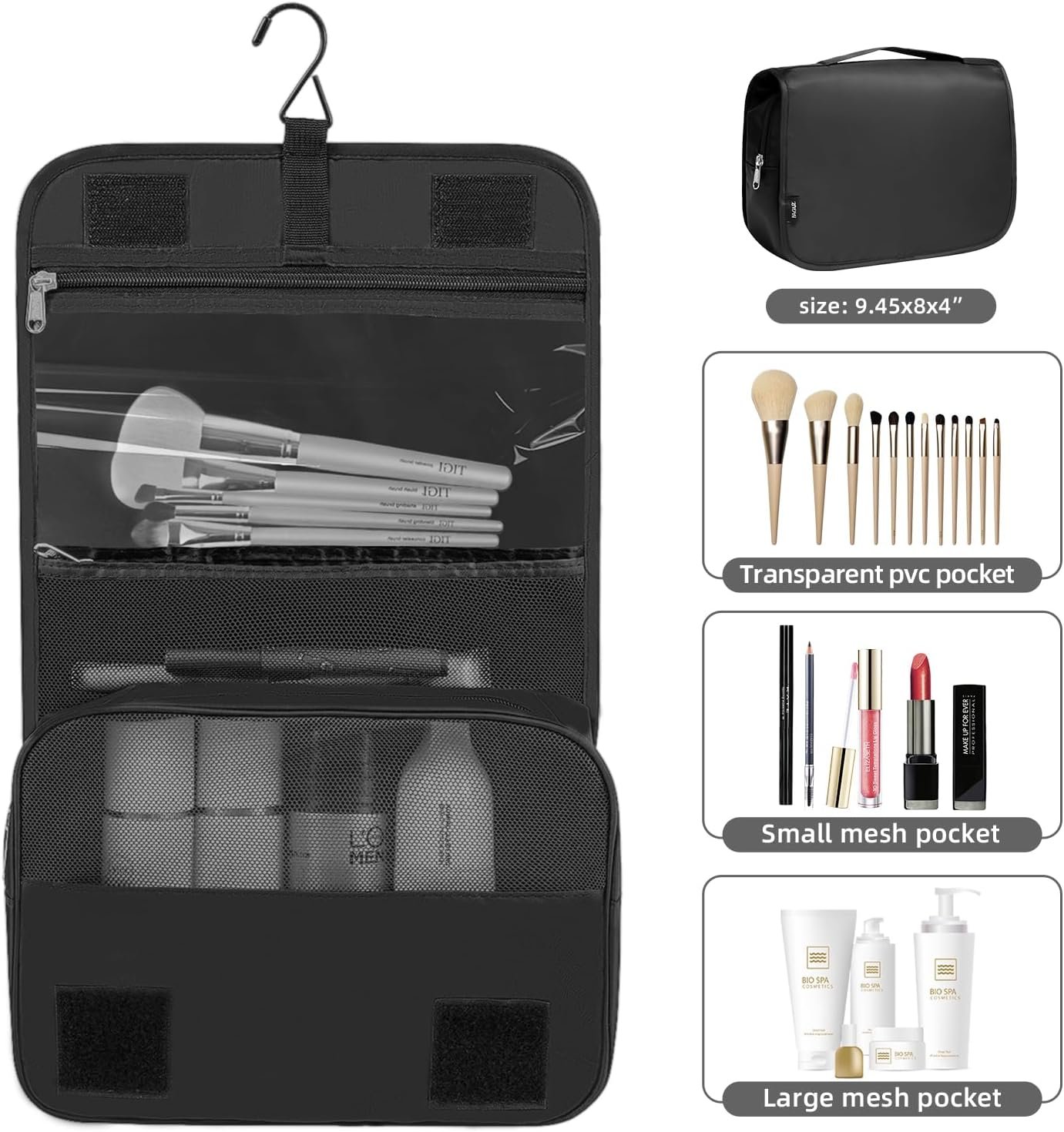 BAGAIL 10 Set Packing Cubes Various Sizes Packing Organizer for Travel Accessories Luggage Carry On Suitcase-Black - Image 3