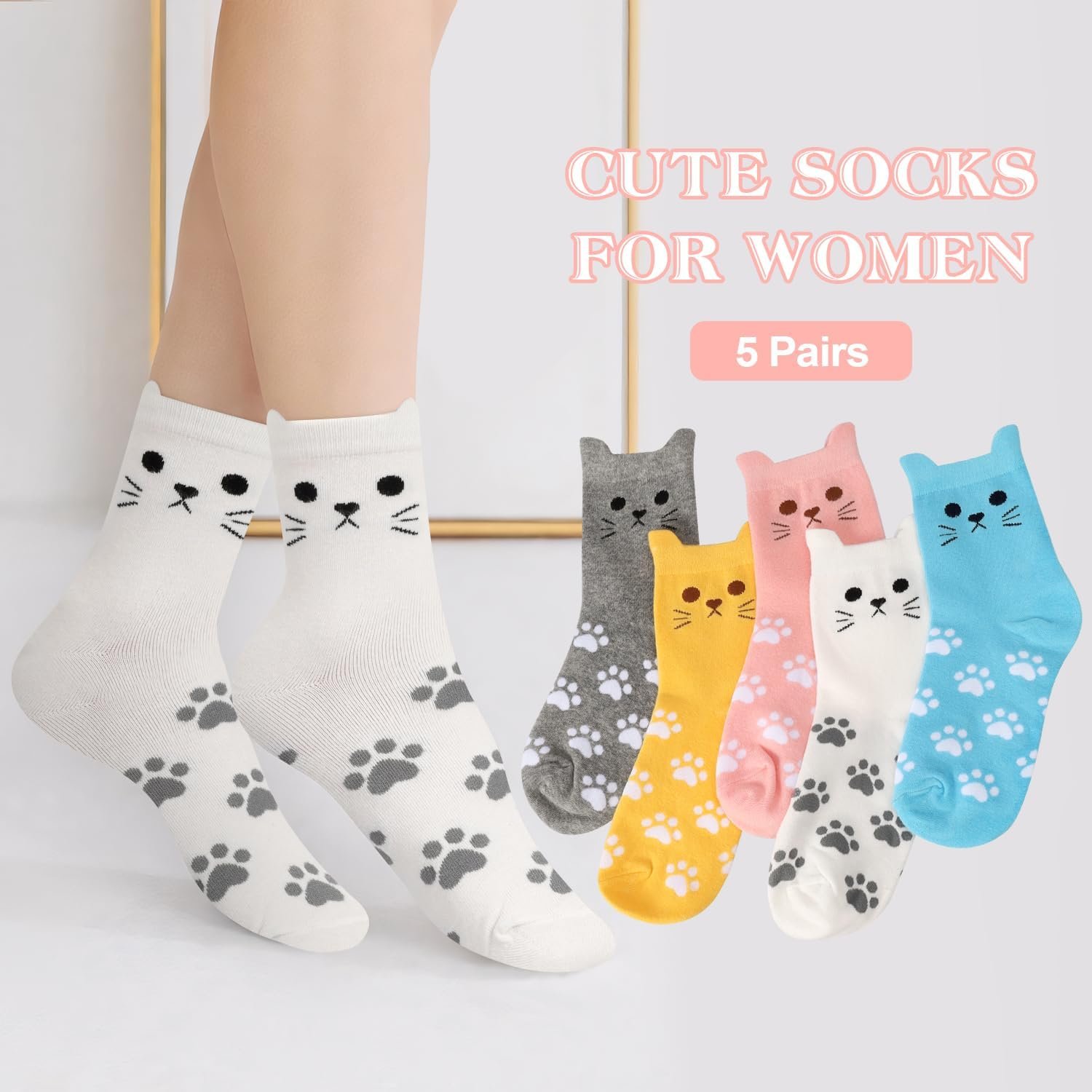 AGRIMONY Women's Cat Socks Cute Animal Socks Cat Mom Dog Mom Gifts for Women Teen Girls -Valentines Birthday Gifts for Wife - Image 4