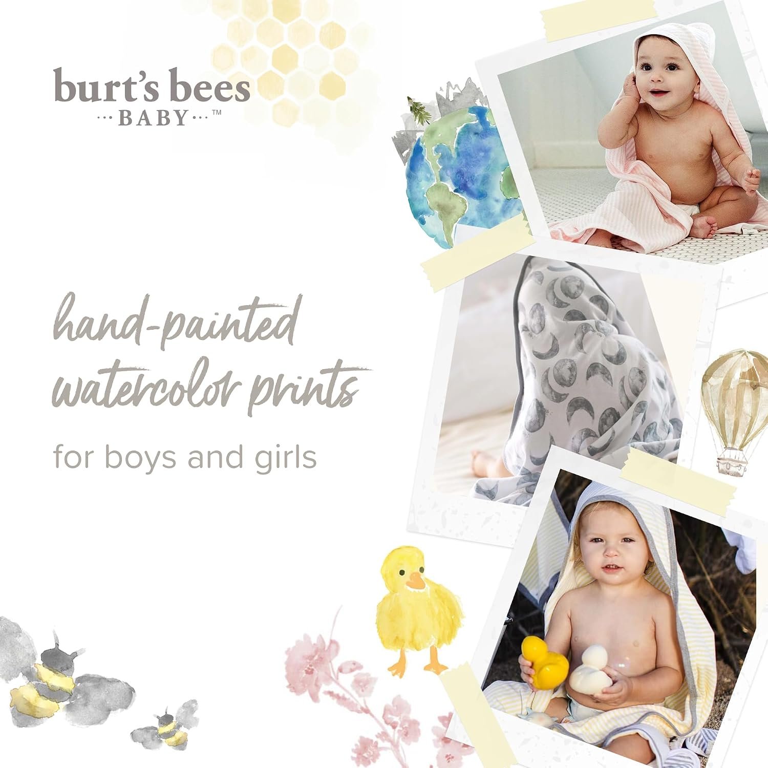 Burt's Bees Baby Infant Hooded Towels, Organic Cotton, Unisex Bath Essentials, Nursery Towel with Hood Set, 29 x 29 in, 2-Pack - Image 8
