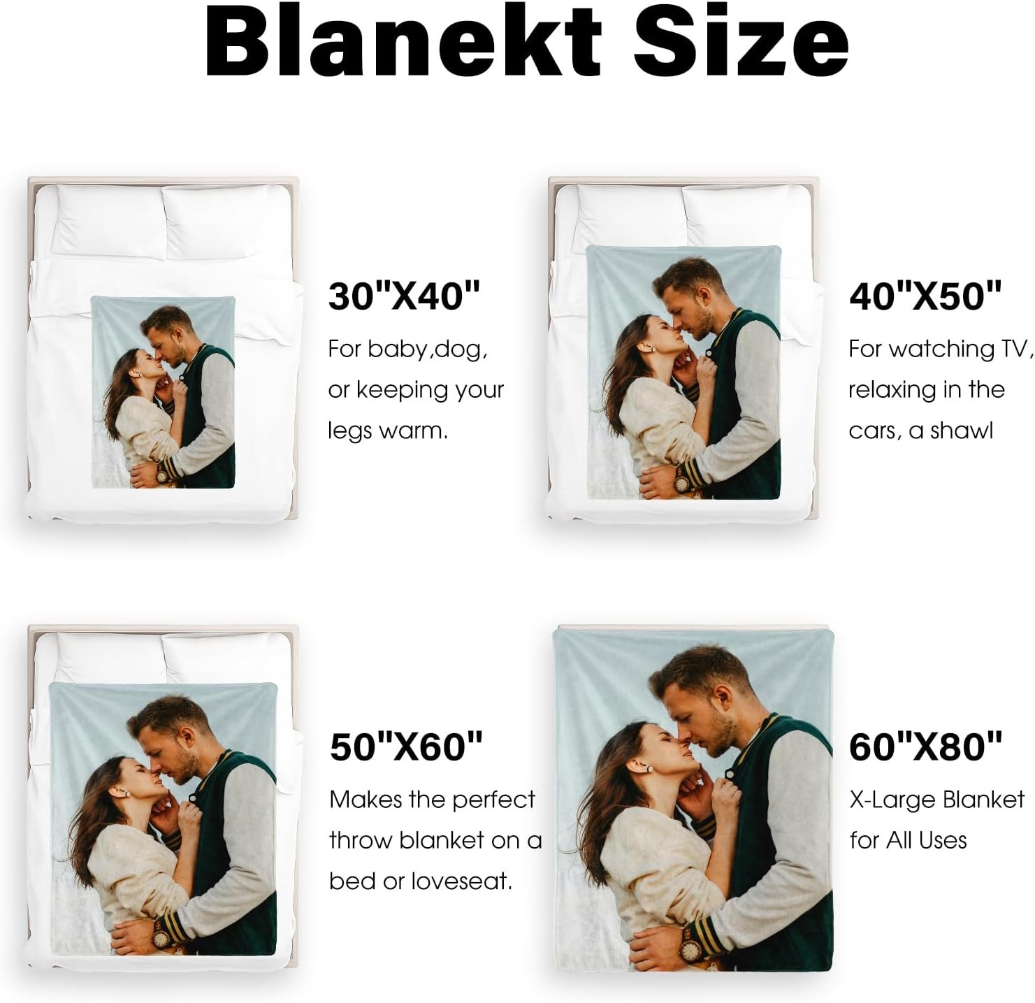 Custom Blanket with Picture Text Personalized Throw Blanket with Photo Super Soft Fleece Customized Photo Blankets for Couples Girlfriend Boyfriend Dad Mom for Birthday Christmas Valentine Gifts - Image 5