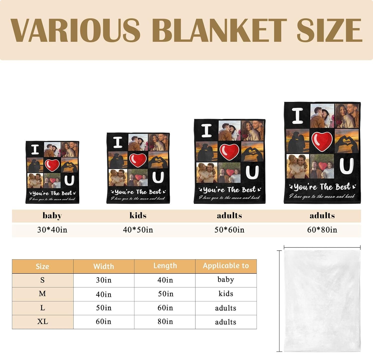 Custom Blanket with Photos Text, Valentine's Day Birthday Gift Personalized Blanket Gifts for Boyfriend Girlfriend Dad Mom Wife(6 Photo Blanket) - Image 6