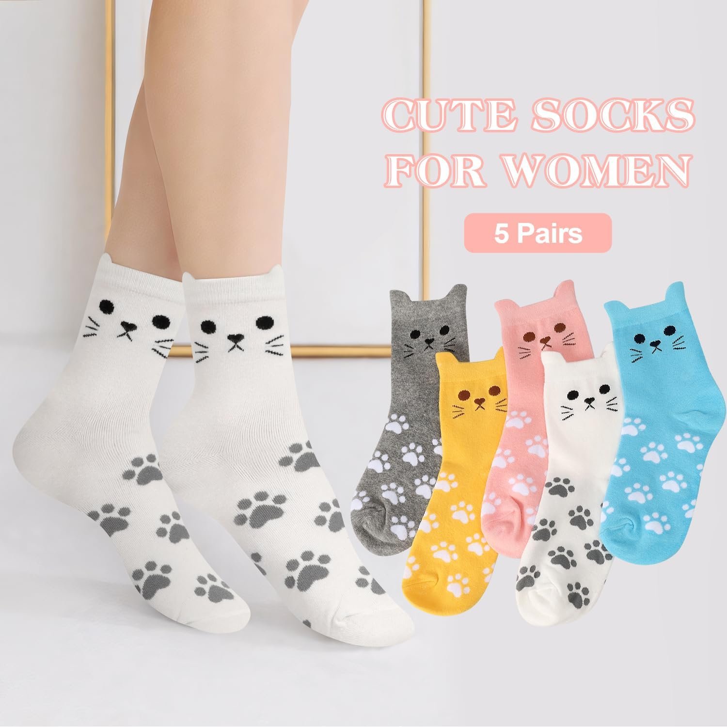 AGRIMONY Women's Cat Socks Cute Animal Socks Cat Mom Dog Mom Gifts for Women Teen Girls -Valentines Birthday Gifts for Wife - Image 4