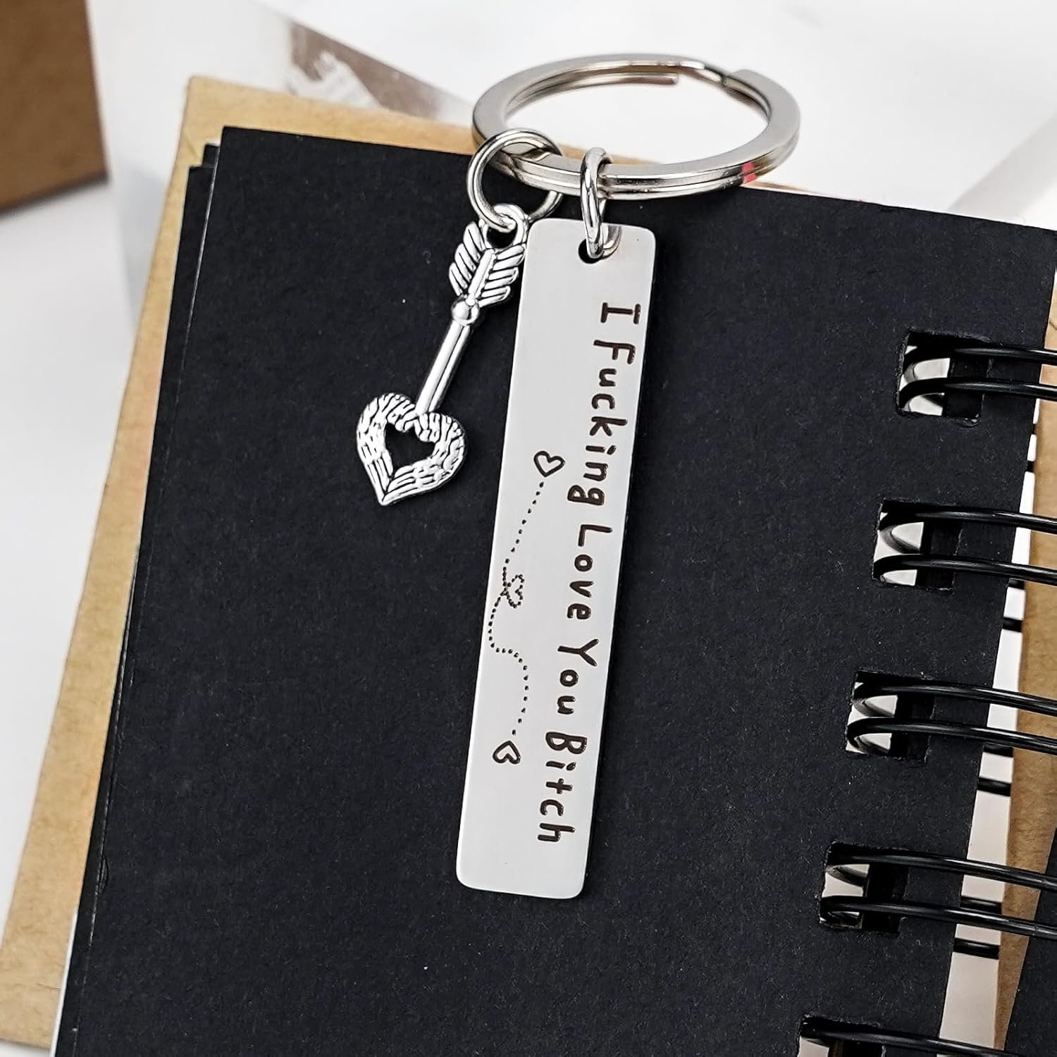 Best Friend Keychain for Women,Stainless Steel Key Chain Engrave I Fucking Love You Bitch Birthday Christmas Friendship Gift for Bestie Best Friends Female Bff - Image 6