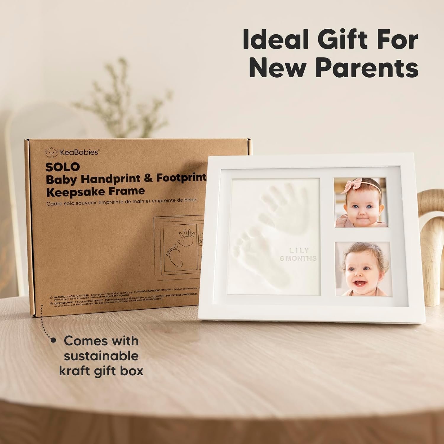 Baby Hand and Footprint Kit - Quick Dry Clay Baby Footprint Kit, Newborn Keepsake, Nursery Picture Frame for Boys, Girls, Personalized Gifts for Shower & Registry, New Mom Gift (Alpine White) - Image 8