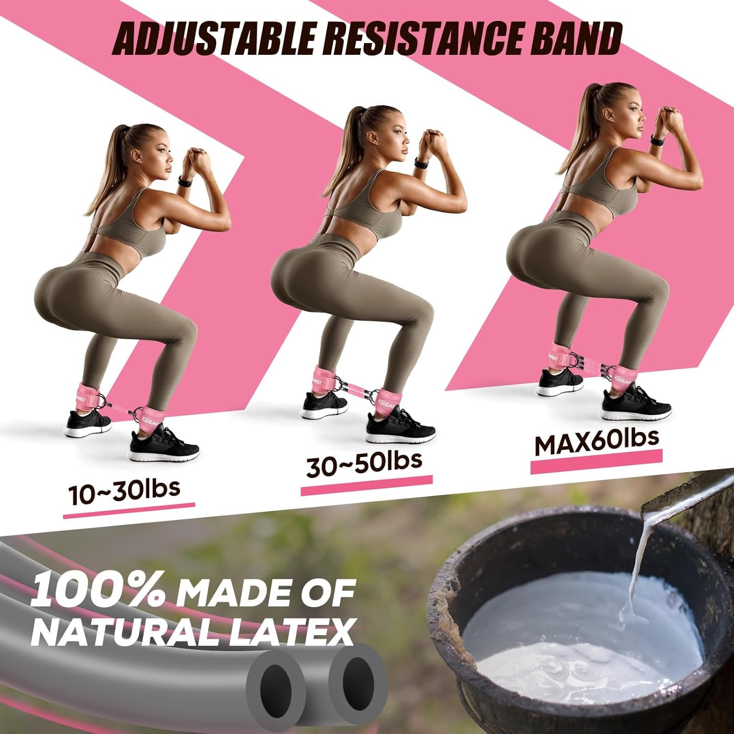 Resistance Bands with Ankle Straps, Ankle Weights Bands for Working Out, Exercise Band for Women Leg and Glute, Booty Workout Equipment for Kickbacks,Butt and Hip Training, Home Gym Fitness Equipment - Image 5