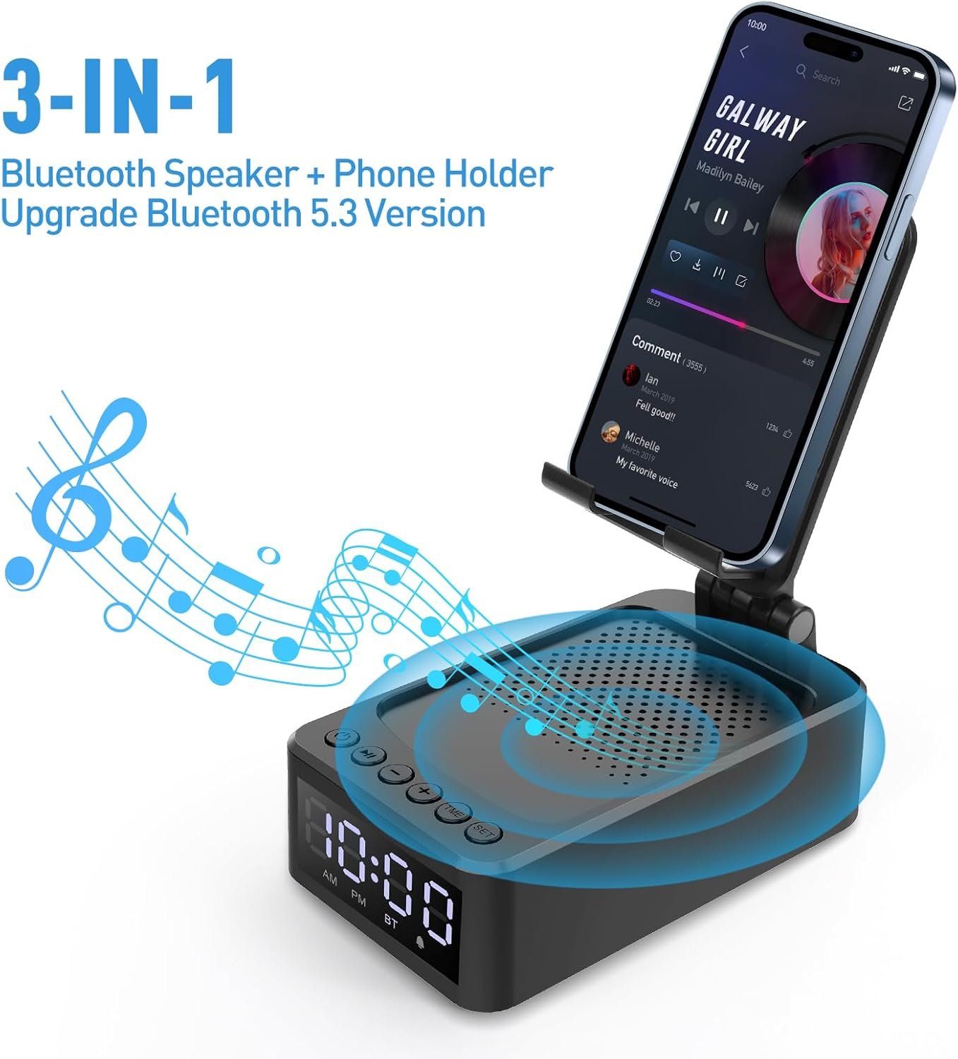 Fathers Day Dad Gift Ideas, Cell Phone Stand with Wireless Bluetooth Speaker and LED Clock, Birthday Gifts for Mens Dad Gifts for Husbands Him Boyfriend, Cool Gadgets for Men, Anniversary - Image 5