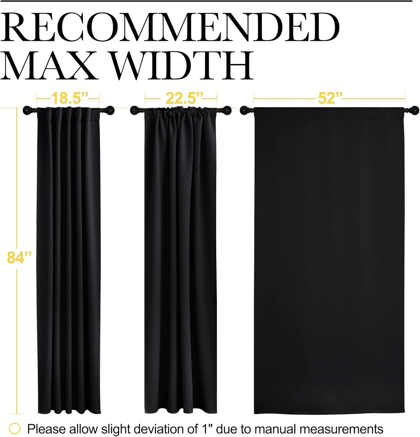 NICETOWN Black Blackout Curtains 84 Inch Long 2 Panels, Thermal Black Out Halloween Panels Room Darkening for Living Room, Back Tab and Rod Pocket Light/Noise Reducing Treatments for Bedroom, 52Wx84L - Image 8