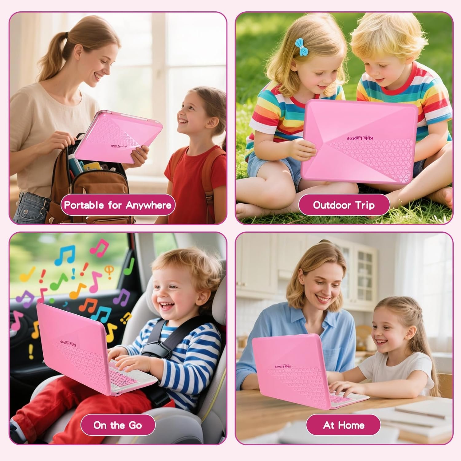 Kids Laptop Educational Toy, 48 Learning Activities, 15x8cm Colour Screen, Maths English Music Games, Boys & Girls Age 5+, Pink - Image 6