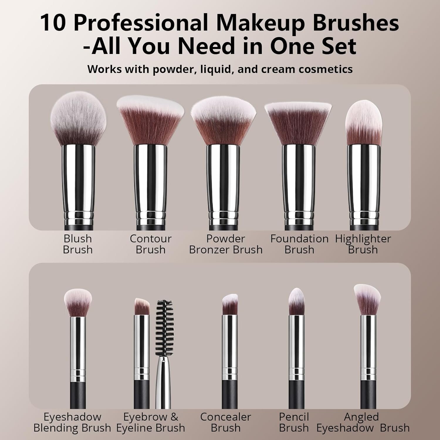 BEAKEY Makeup Brushes Set, Professional Foundation Eyeshadow Concealer Blush Powder Bronzer Applicator, 2 Blender Sponge with Beauty Paper Case - Image 3