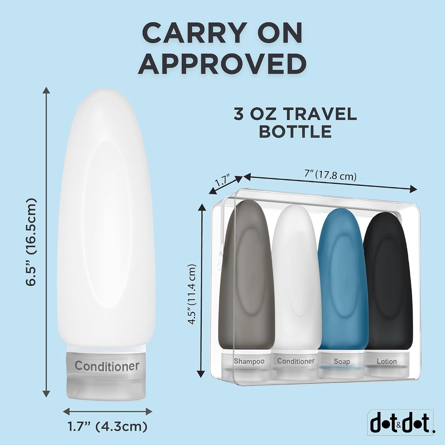Dot&Dot Leak Proof Travel Bottles - Tubes for Liquid TSA Approved 3oz Silicone Toiletries Travel Shampoo & Conditioner Containers with Labels - Image 5