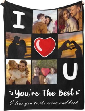 Custom Blanket with Photos Text, Va...
