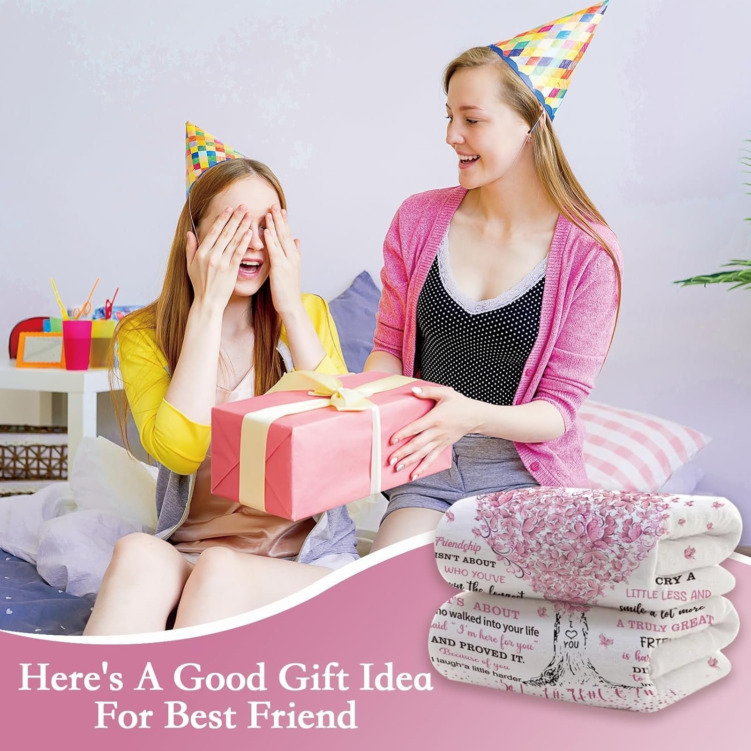 VivaJoy for Women, Best Friends Throw Blanket 60"X50", Bestt Friends Birthday Gifts for Women, Bestie, Sister, Creative Bestt Friend Gift for Birthday, Christmas - Image 3
