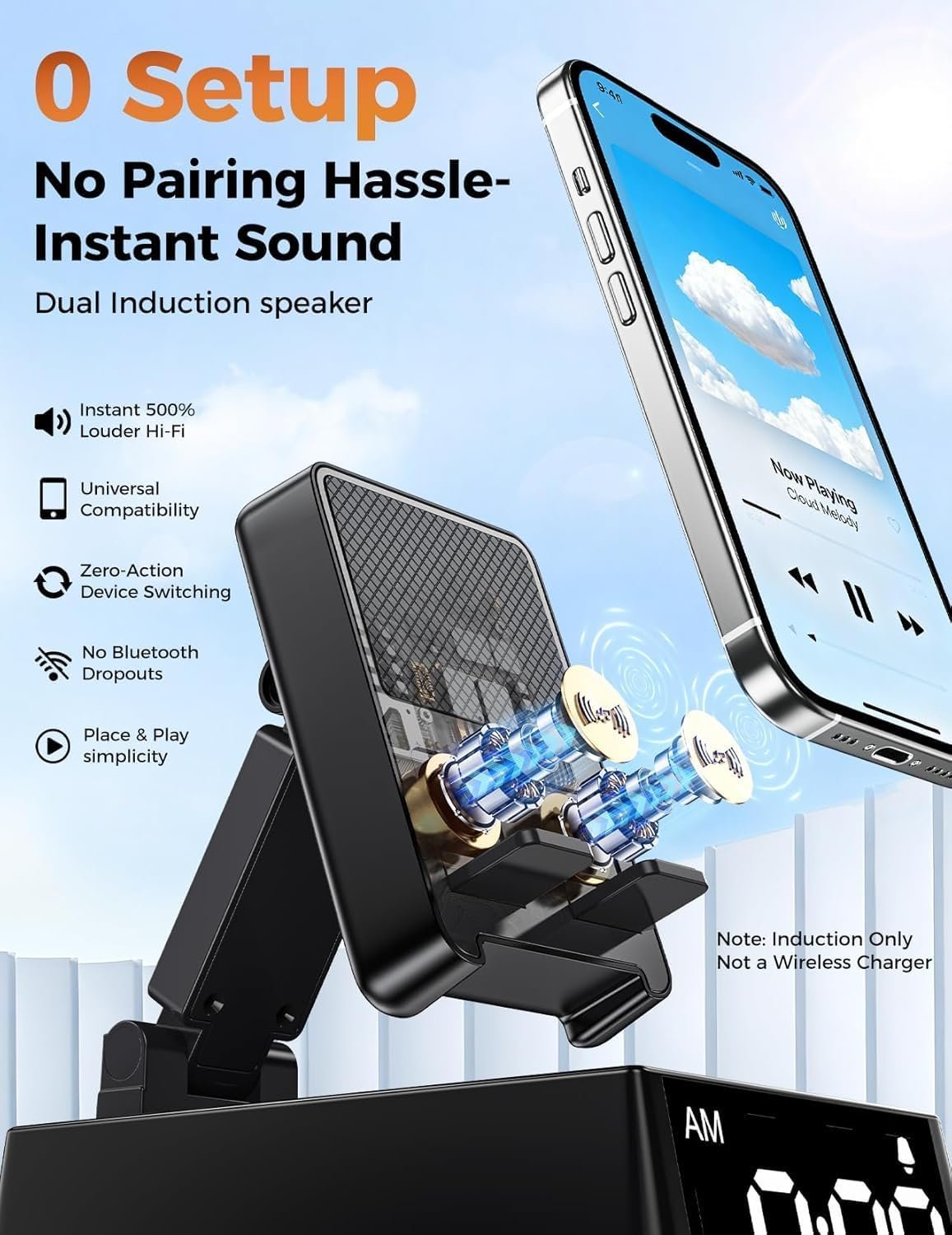 Bluetooth Speaker Birthday Gift for Men : Wireless Induction Speaker with Phone Stand, HD Sound Gift for Dad Adult Teens, Anti-Slip Phone Holder Kitchen Gadget Women Mom Wife, Dad Husband Boyfriend - Image 3