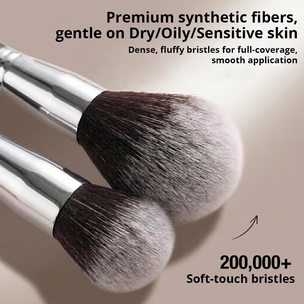 BEAKEY Makeup Brushes Set, Professional Foundation Eyeshadow Concealer Blush Powder Bronzer Applicator, 2 Blender Sponge with Beauty Paper Case - Image 4