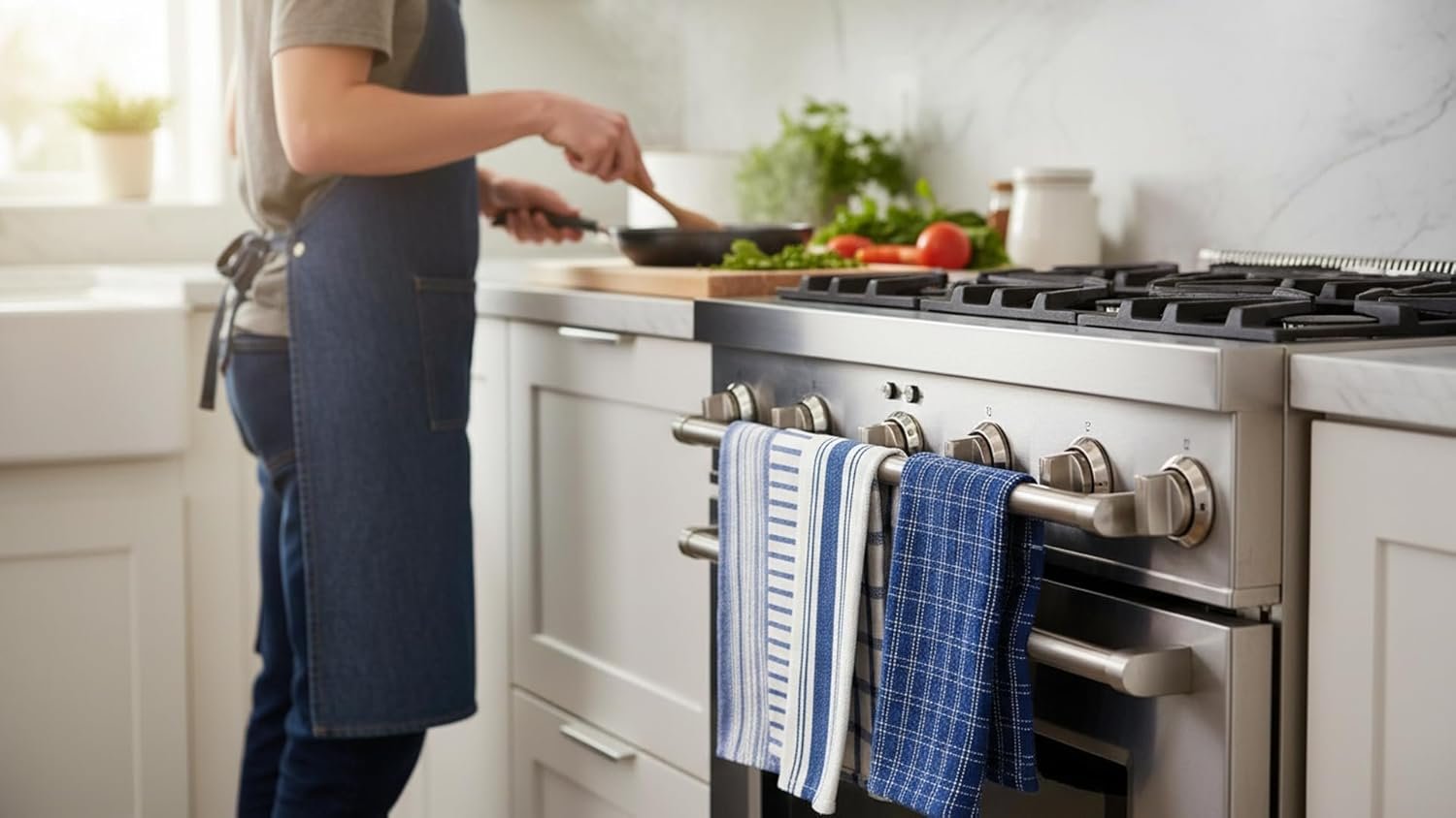KAF Home Assorted Flat Kitchen Towels - Set of 10, 18 x 28 Inch (Navy) - Image 8