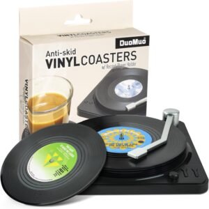 Funny Retro Record Coasters for Dri...
