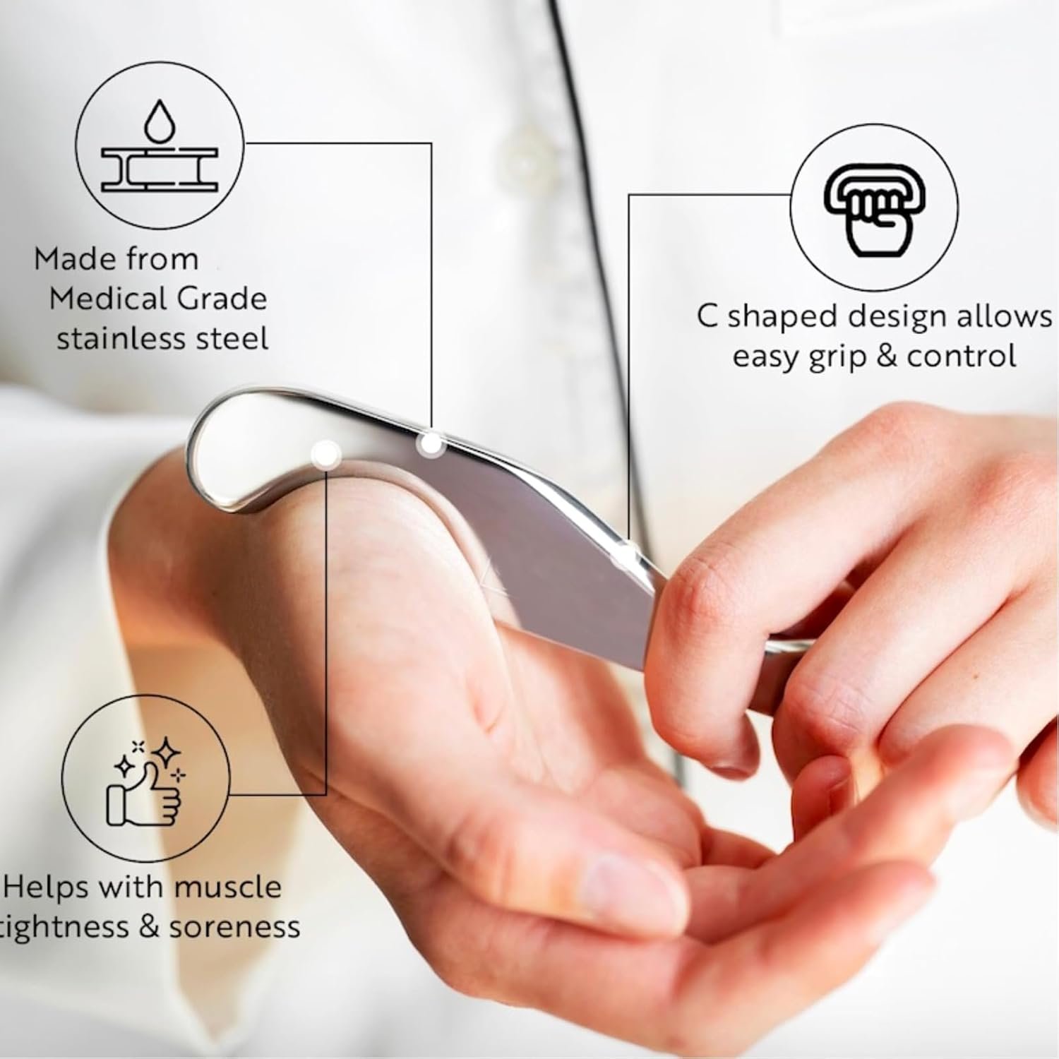 4 IN 1muscle scraper Stainless Steel Gua Sha set Scraping Massage Tool,IASTM Tools, Great Soft Tissue Physical Therapy Used for Arms, Back, Legs, Neck - Image 4