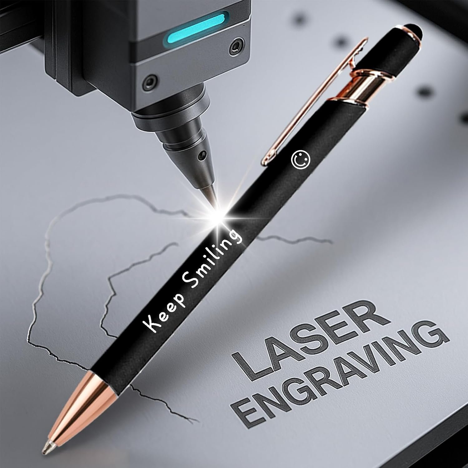 Bulk Custom Pens Personalized, Customized Pens with Name/Logo on Both Sides Gifts, Black Ink Engraved Ballpoint with Stylus, Ideal for Business, Birthday, Party, Wedding, School, Metal Material - Image 2