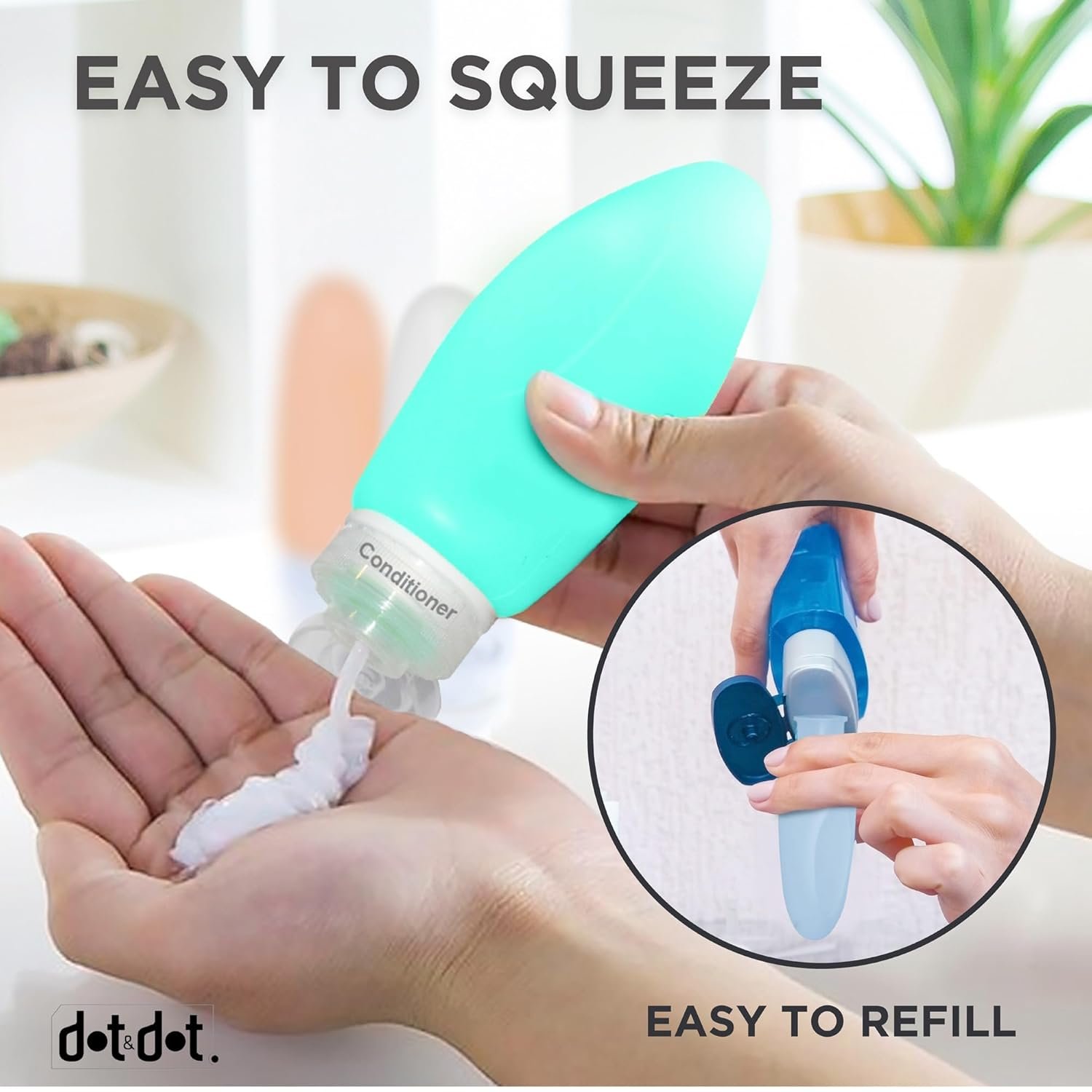 Dot&Dot Leak Proof Travel Bottles - Tubes for Liquid TSA Approved 3oz Silicone Toiletries Travel Shampoo & Conditioner Containers with Labels - Image 4