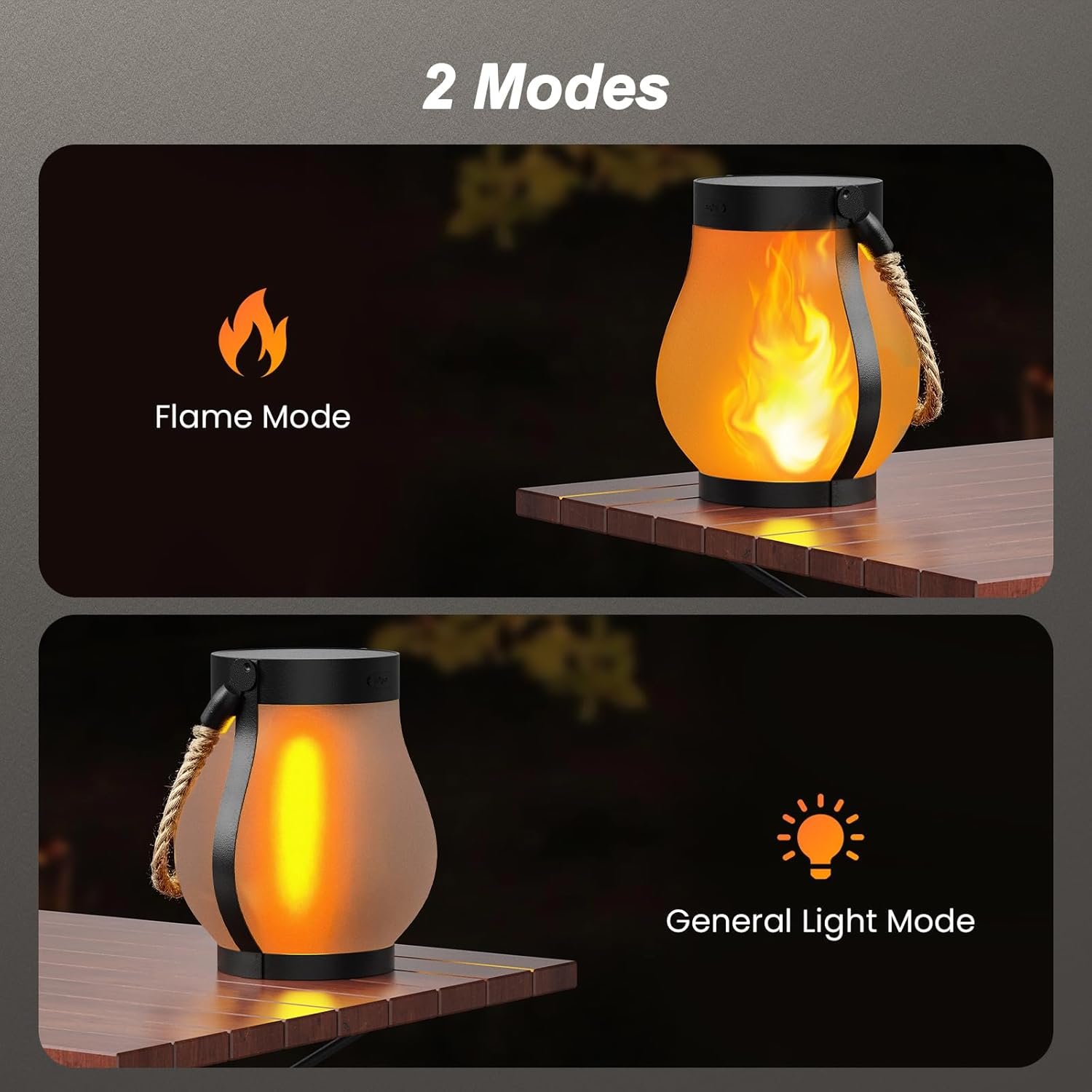 Hompavo Gen2 Solar Lanterns Outdoor with Ultra-Real Flame, Dual Charging (USB/Solar) & 2 Mode - Waterproof Decorative Hanging/Table Lights for Yard Patio Garden Birthday Mothers Day Gifts for Women, 2 - Image 6