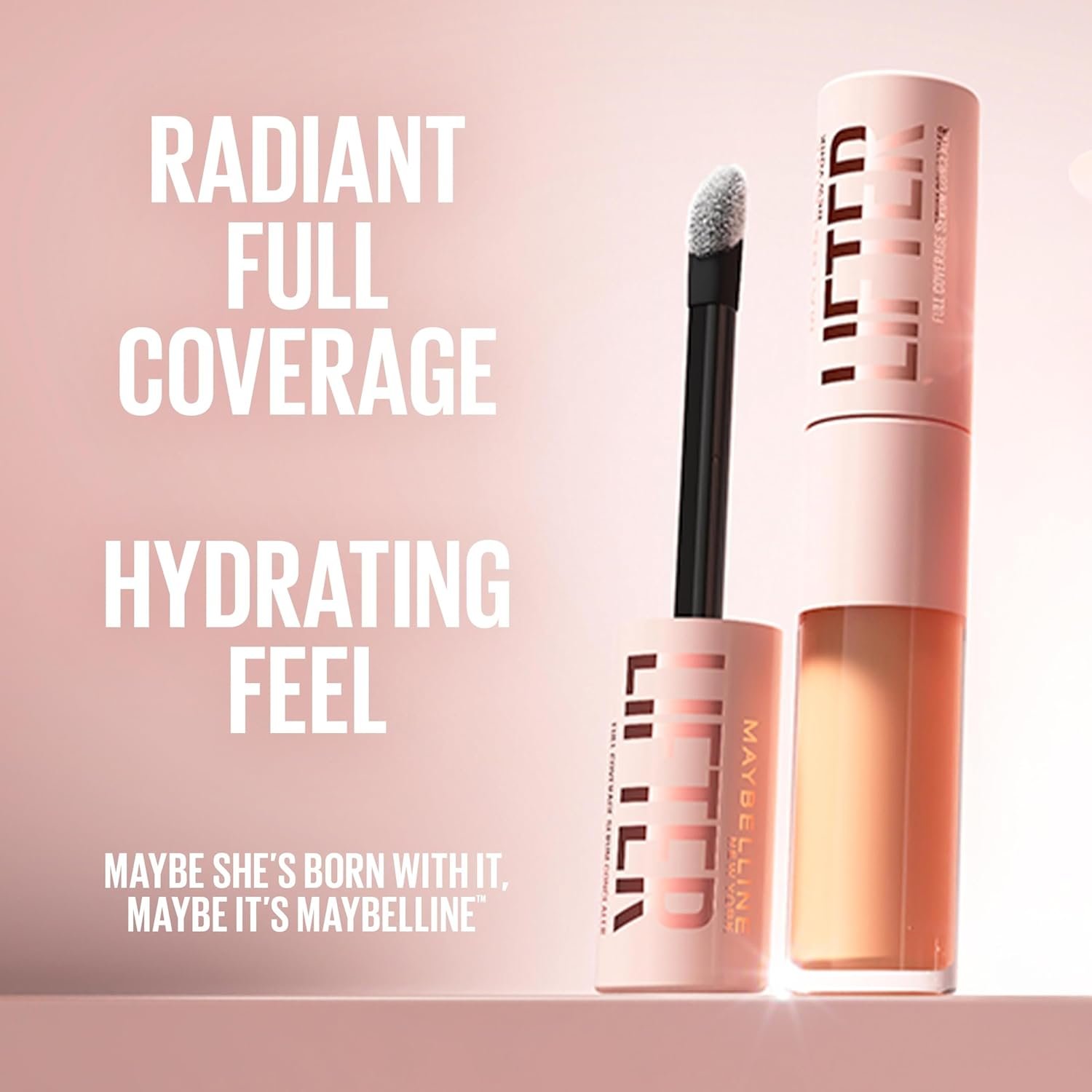 Maybelline Lifter Serum Concealer, Radiant Concealer with Full Coverage, Includes 2% Peptides + Caffeine to Hydrates & Brightens Under Eyes, 15, 1 Count - Image 5