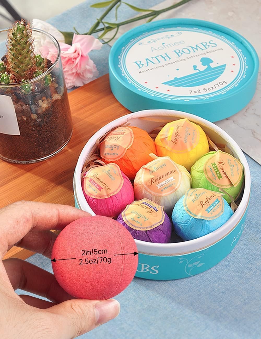 Aofmee Bath Bombs, 7pcs Bubble Bath Bombs for Women, Natural Handmade Fizzies Gift Set, Spa Organic Bathbombs for Kids, Essential Oil Personal Care Bath Gift for Birthday Mothers Day Christmas - Image 7