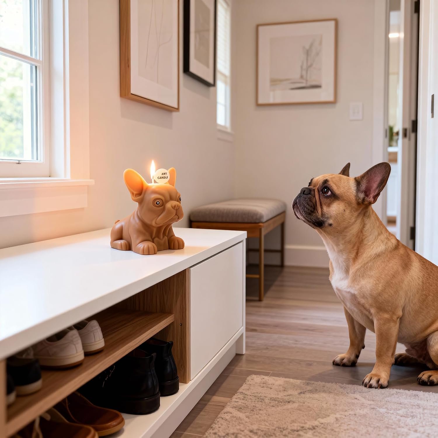 Bulldog Shape Scented Candle,Cute Dog Lover Gift with Floral Fragrance,Soy Wax Smokeless Candle for Home Decor, Pet Themed Decorations & Gift for Dog Owners