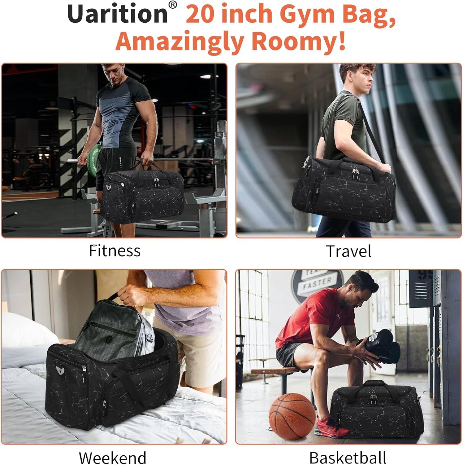 55L Gym Bag for Men/Women, Large Sports Duffle Bags, Lightweight Workout Bags - Image 6