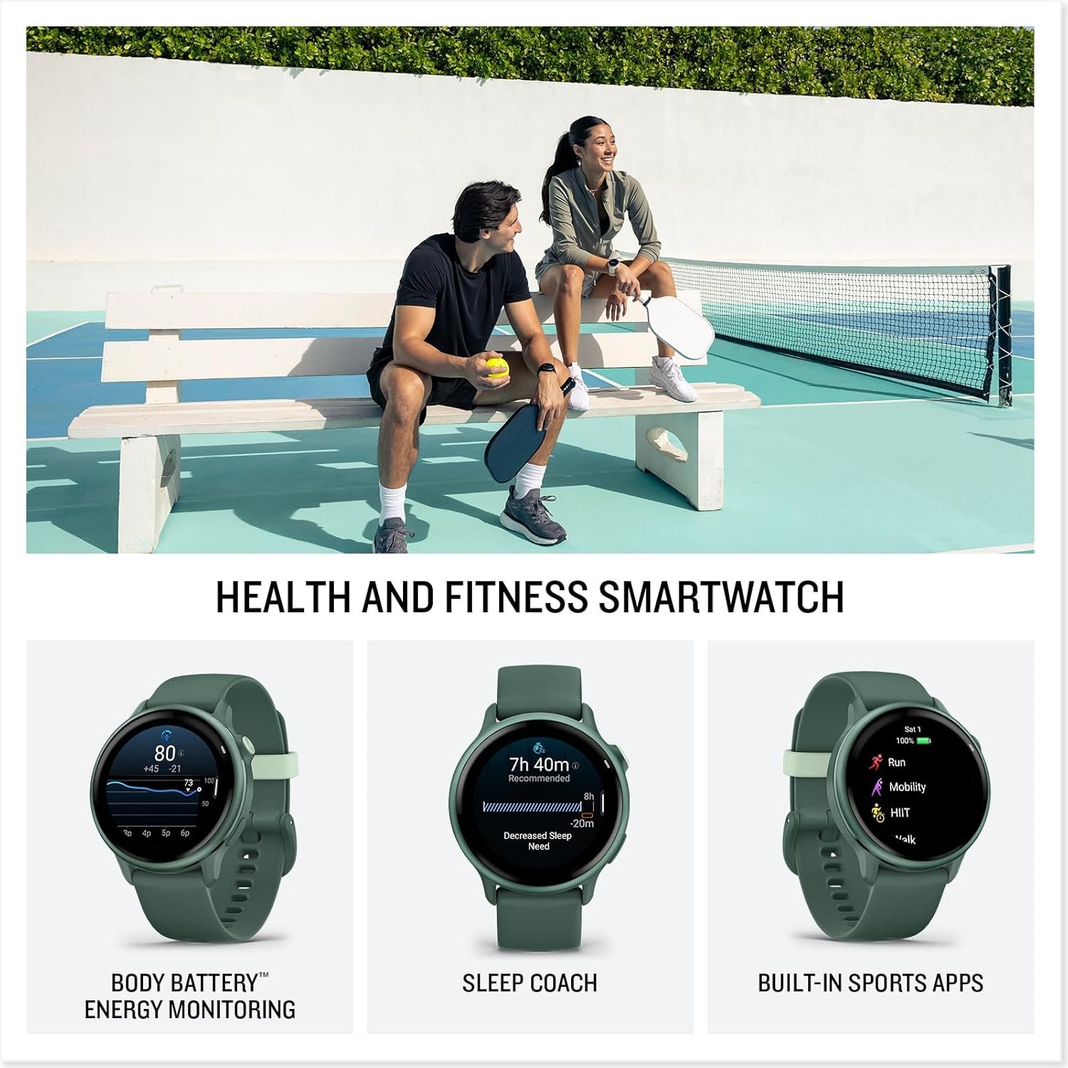 Garmin vívoactive® 6, Health and Fitness GPS Smartwatch, AMOLED Display, Up to 11 Days of Battery, Metallic Jasper Green with Jasper Green Band - Image 3